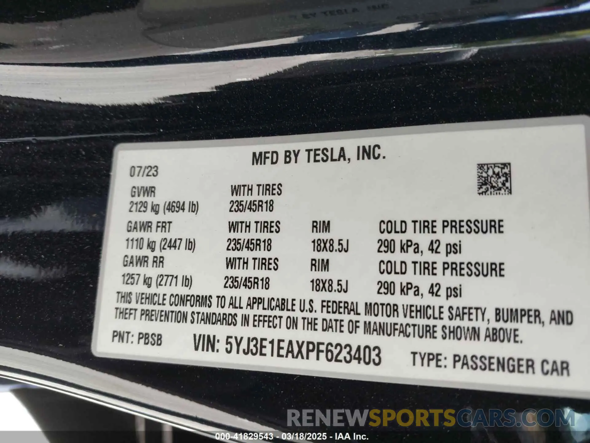 9 Photograph of a damaged car 5YJ3E1EAXPF623403 TESLA MODEL 3 2023