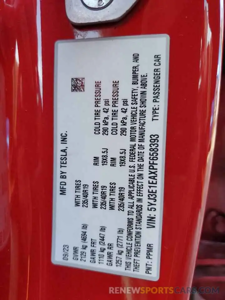 13 Photograph of a damaged car 5YJ3E1EAXPF658393 TESLA MODEL 3 2023