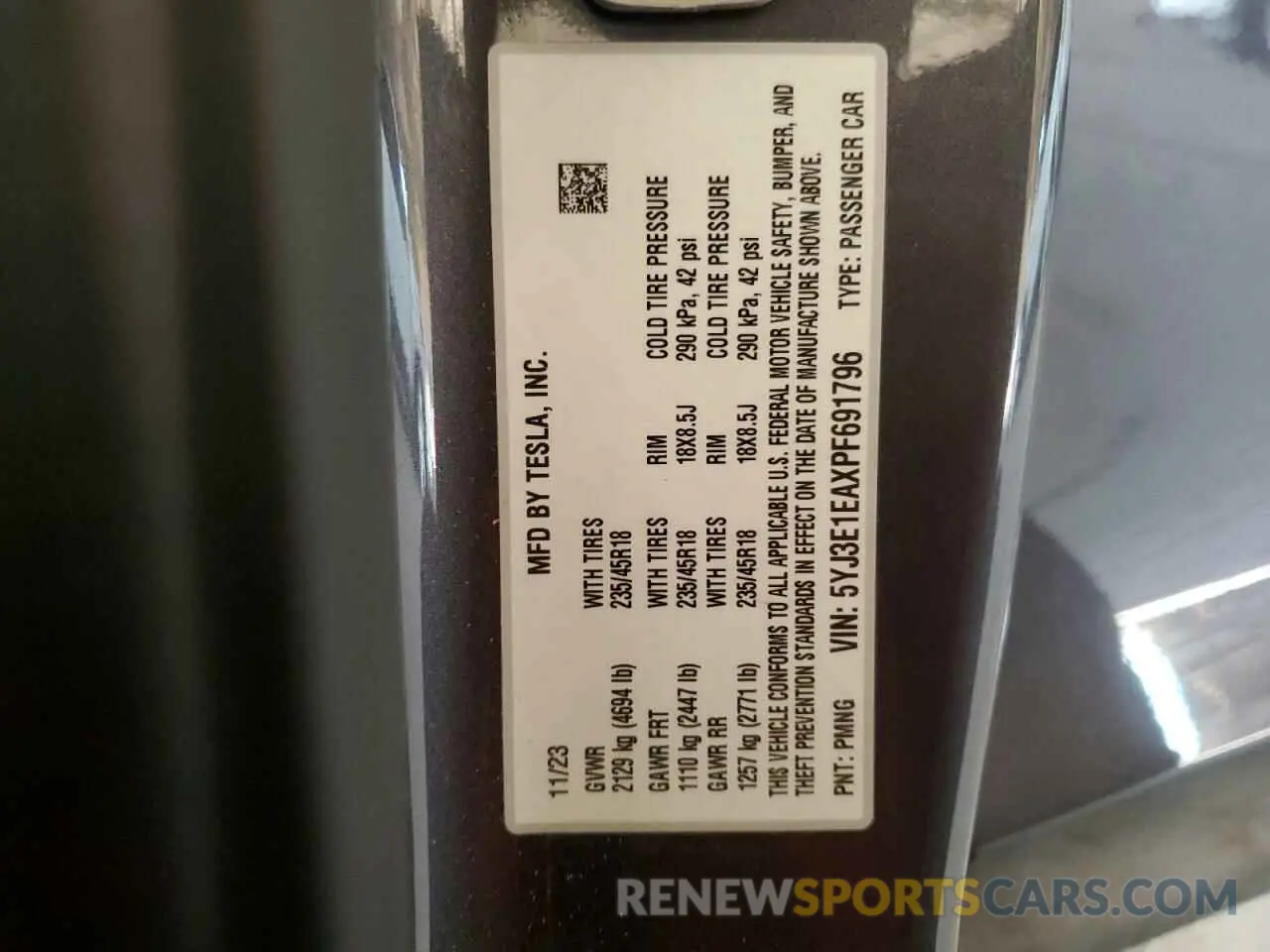 13 Photograph of a damaged car 5YJ3E1EAXPF691796 TESLA MODEL 3 2023