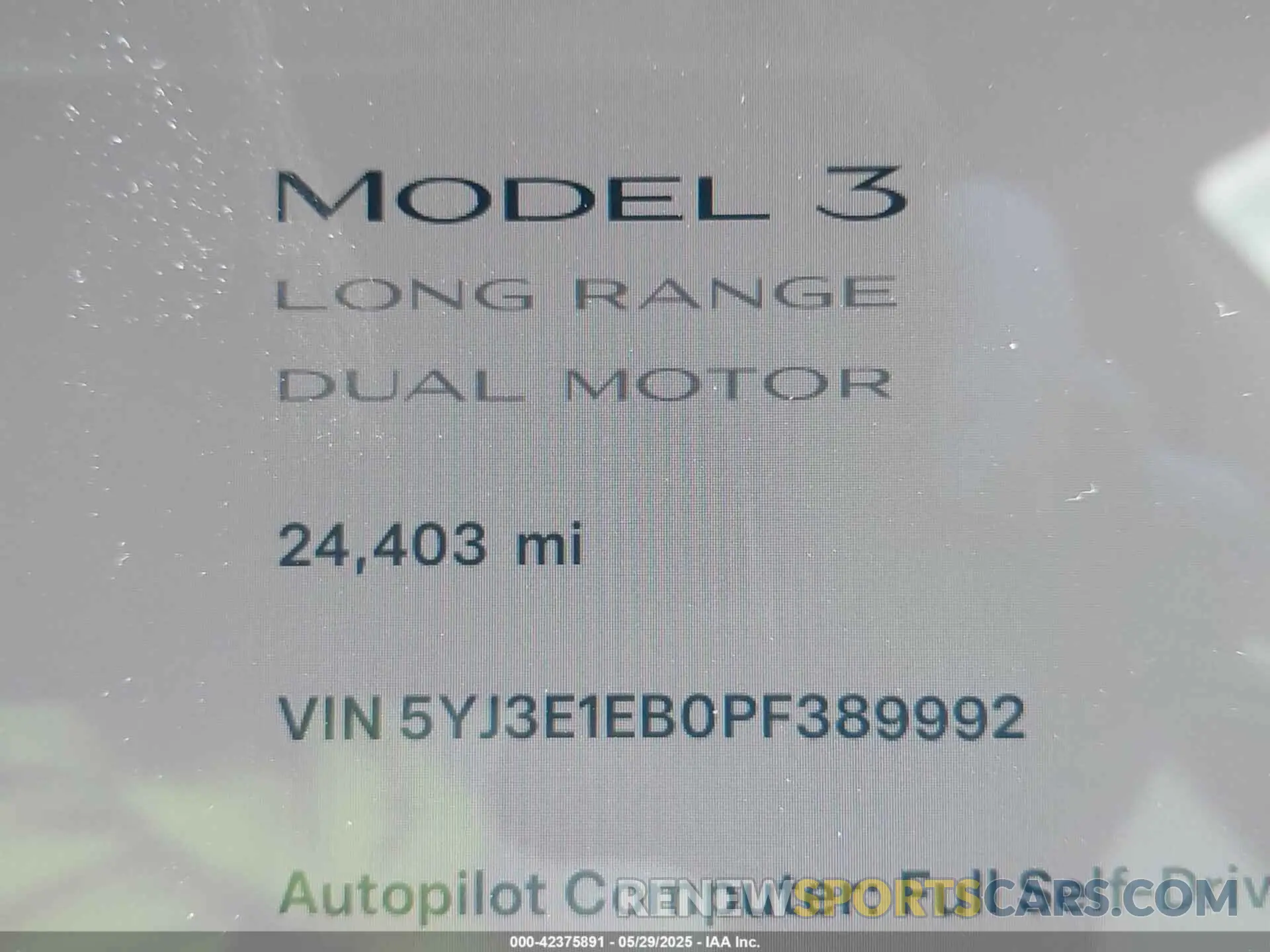 15 Photograph of a damaged car 5YJ3E1EB0PF389992 TESLA MODEL 3 2023
