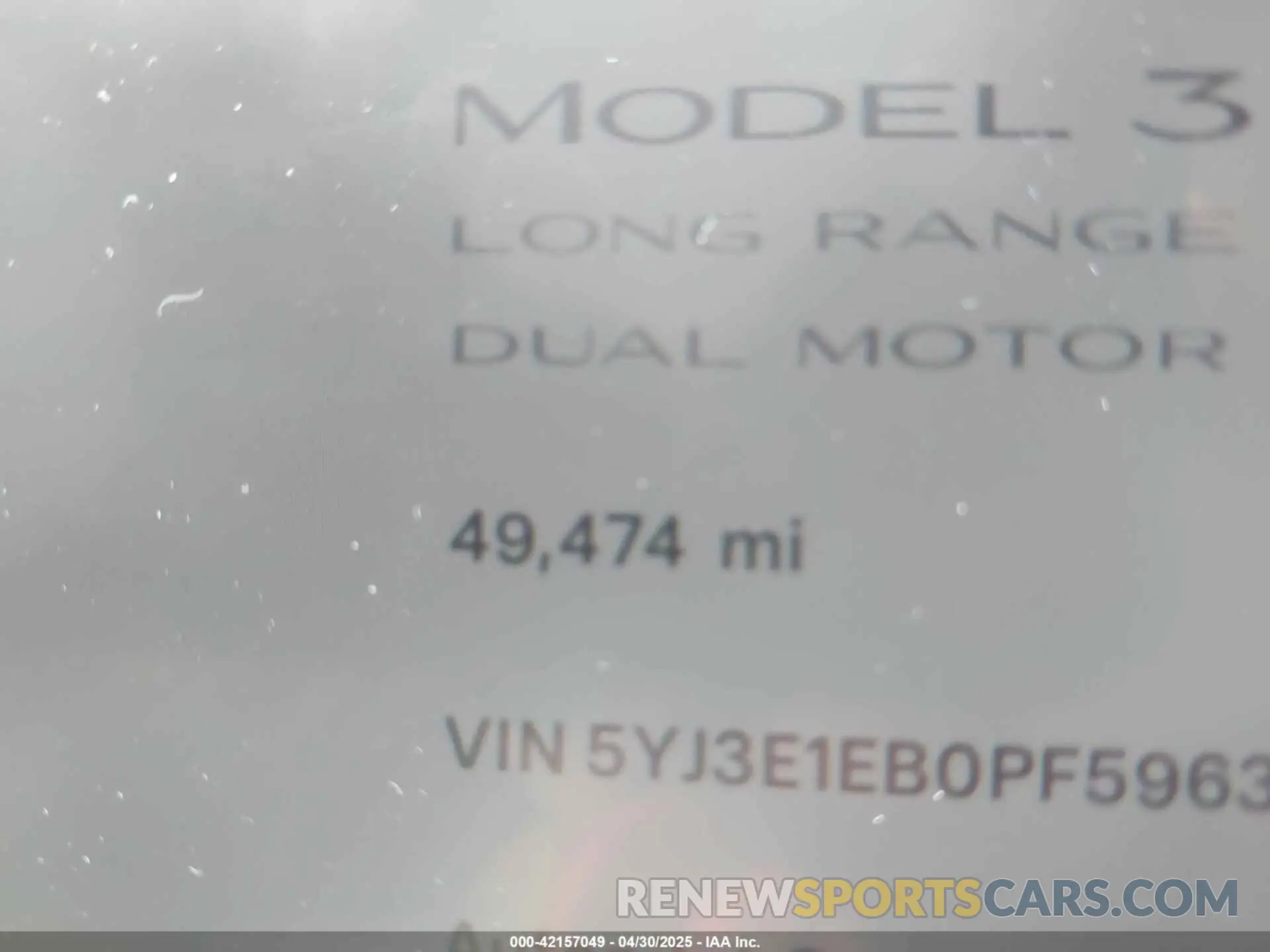 15 Фотография поврежденного автомобиля 5YJ3E1EB0PF596303 TESLA MODEL 3 2023