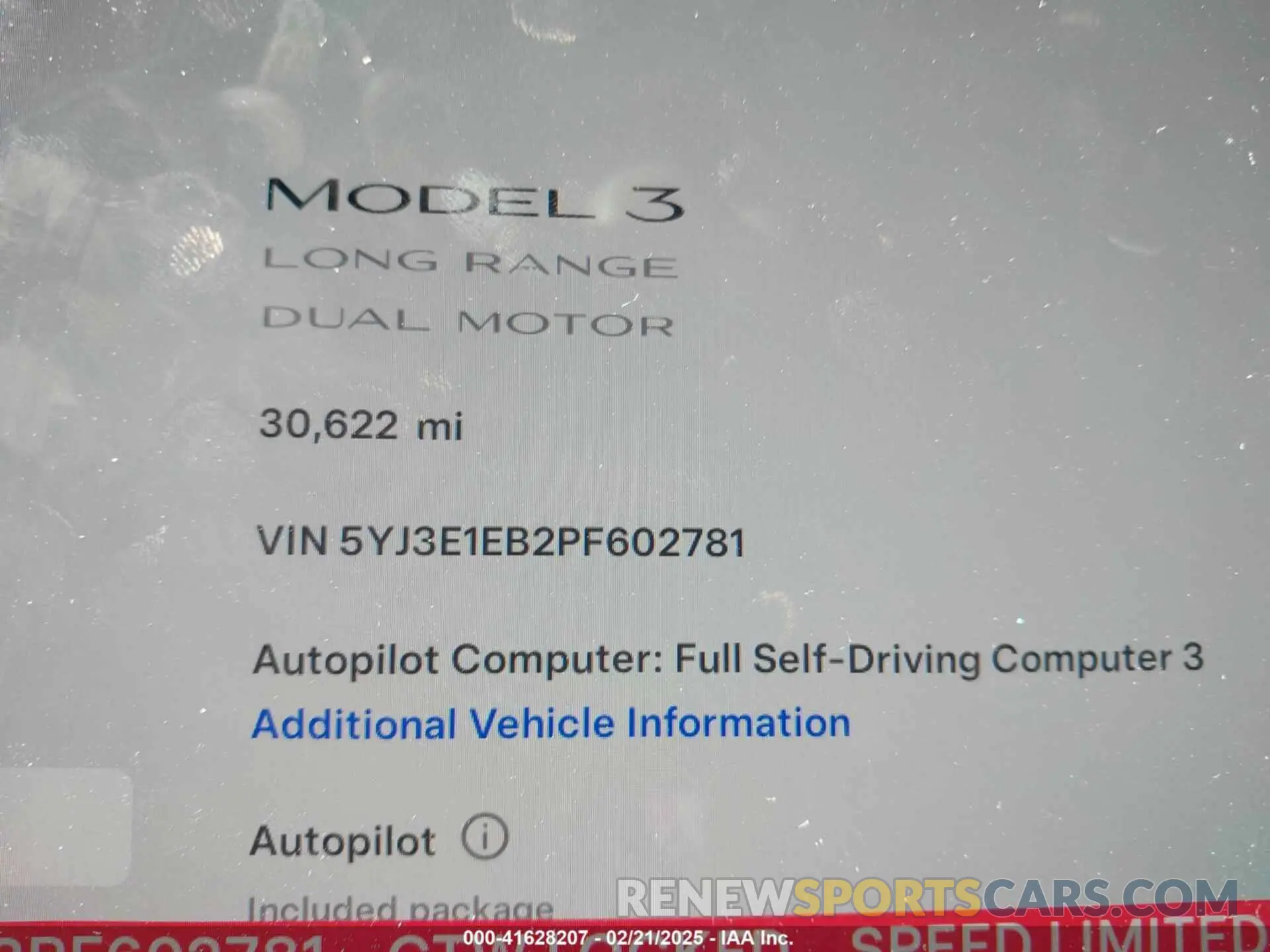 15 Photograph of a damaged car 5YJ3E1EB2PF602781 TESLA MODEL 3 2023
