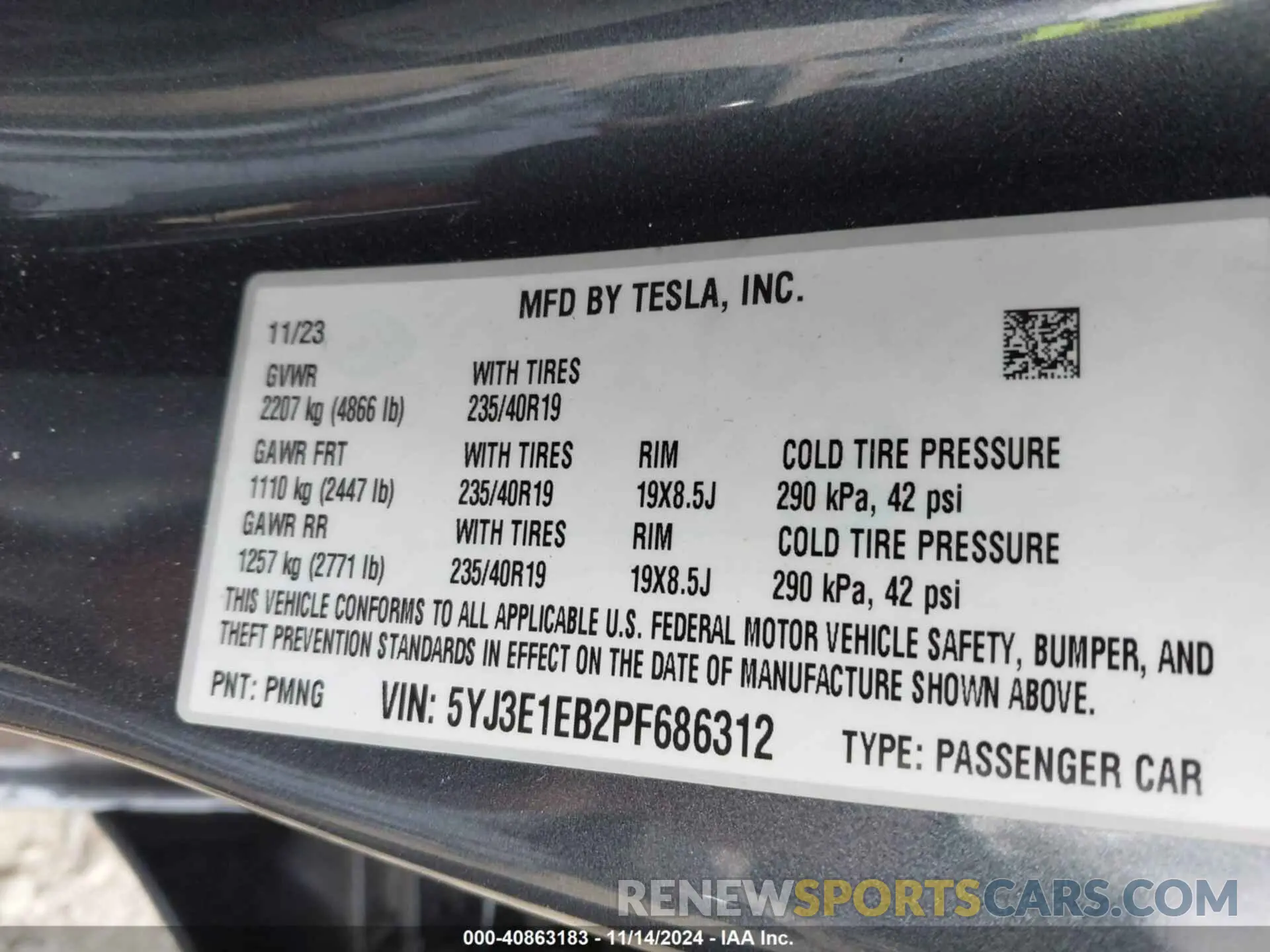 9 Фотография поврежденного автомобиля 5YJ3E1EB2PF686312 TESLA MODEL 3 2023