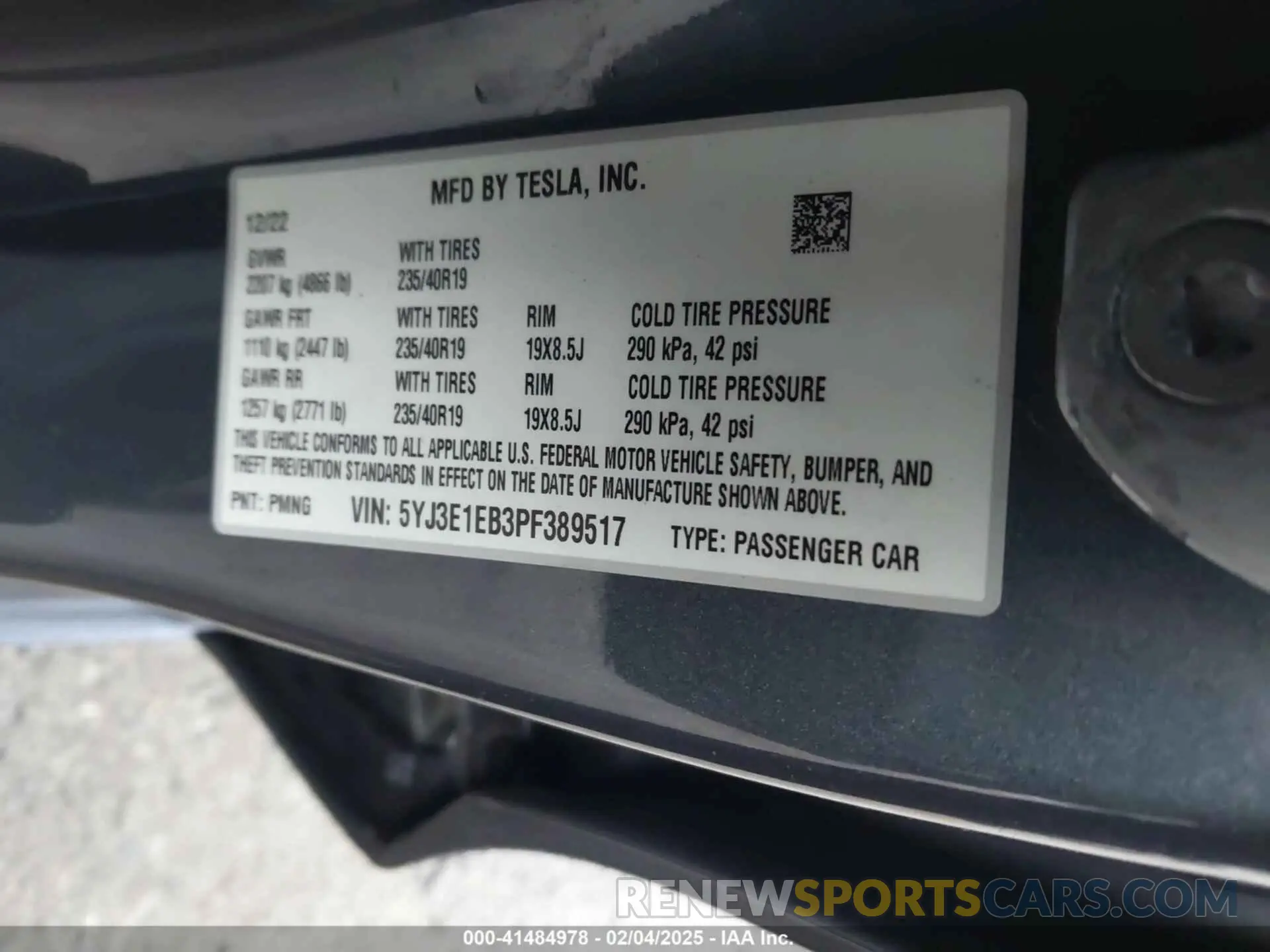 9 Photograph of a damaged car 5YJ3E1EB3PF389517 TESLA MODEL 3 2023