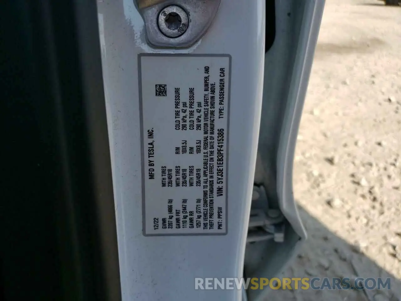 12 Photograph of a damaged car 5YJ3E1EB3PF415386 TESLA MODEL 3 2023