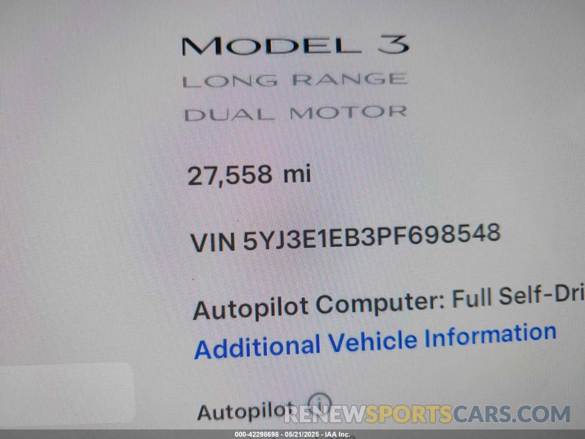 16 Photograph of a damaged car 5YJ3E1EB3PF698548 TESLA MODEL 3 2023