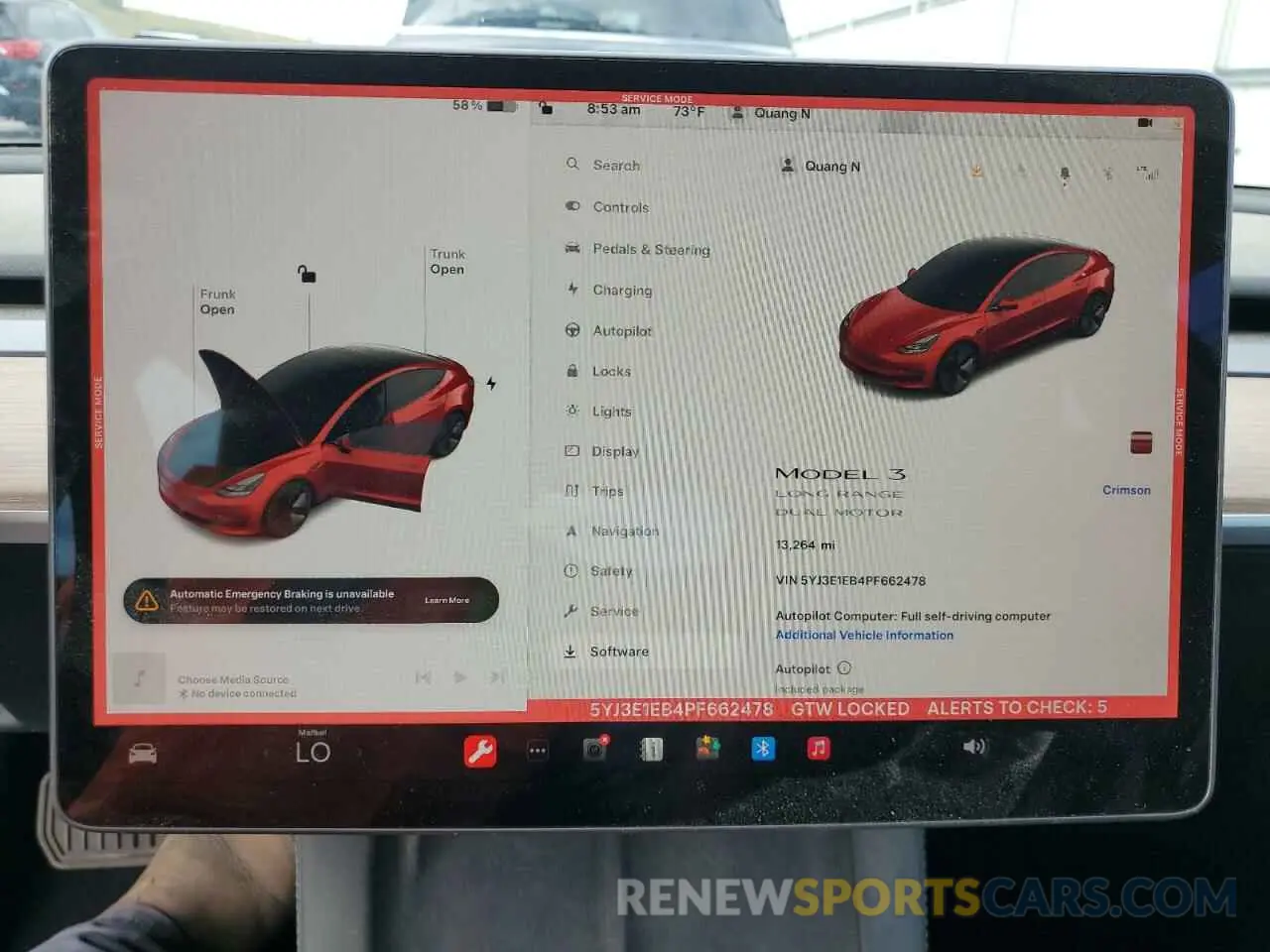 9 Фотография поврежденного автомобиля 5YJ3E1EB4PF662478 TESLA MODEL 3 2023