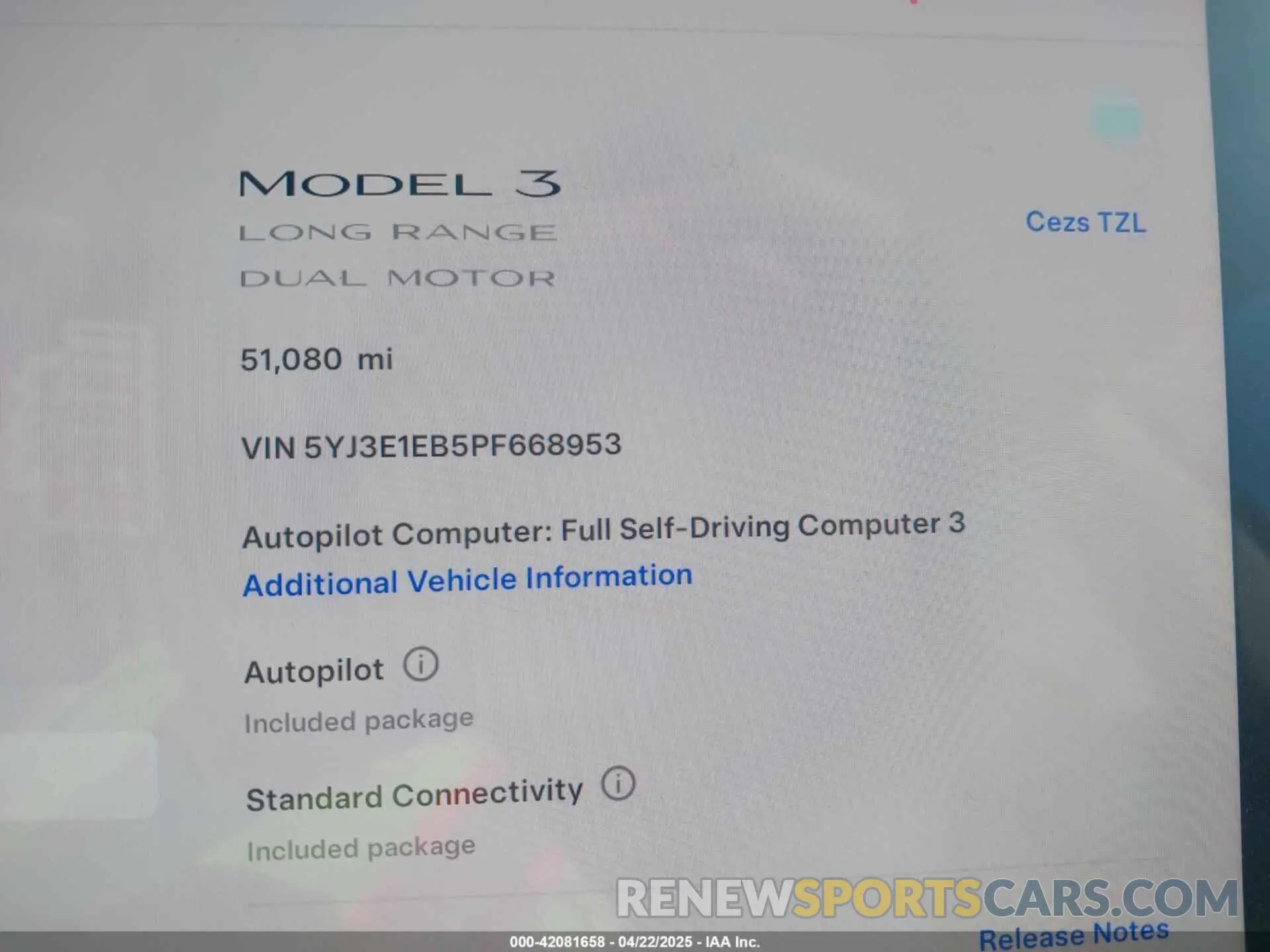 7 Фотография поврежденного автомобиля 5YJ3E1EB5PF668953 TESLA MODEL 3 2023