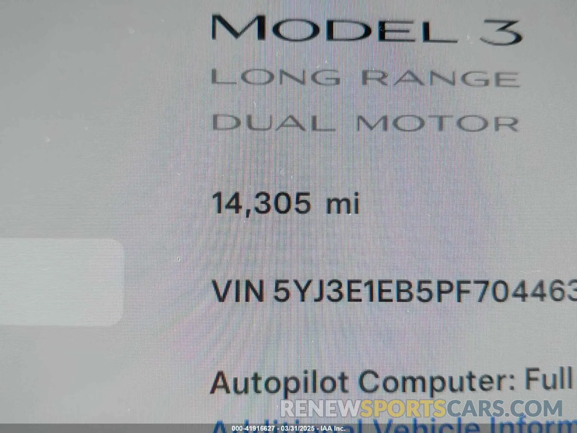 15 Фотография поврежденного автомобиля 5YJ3E1EB5PF704463 TESLA MODEL 3 2023