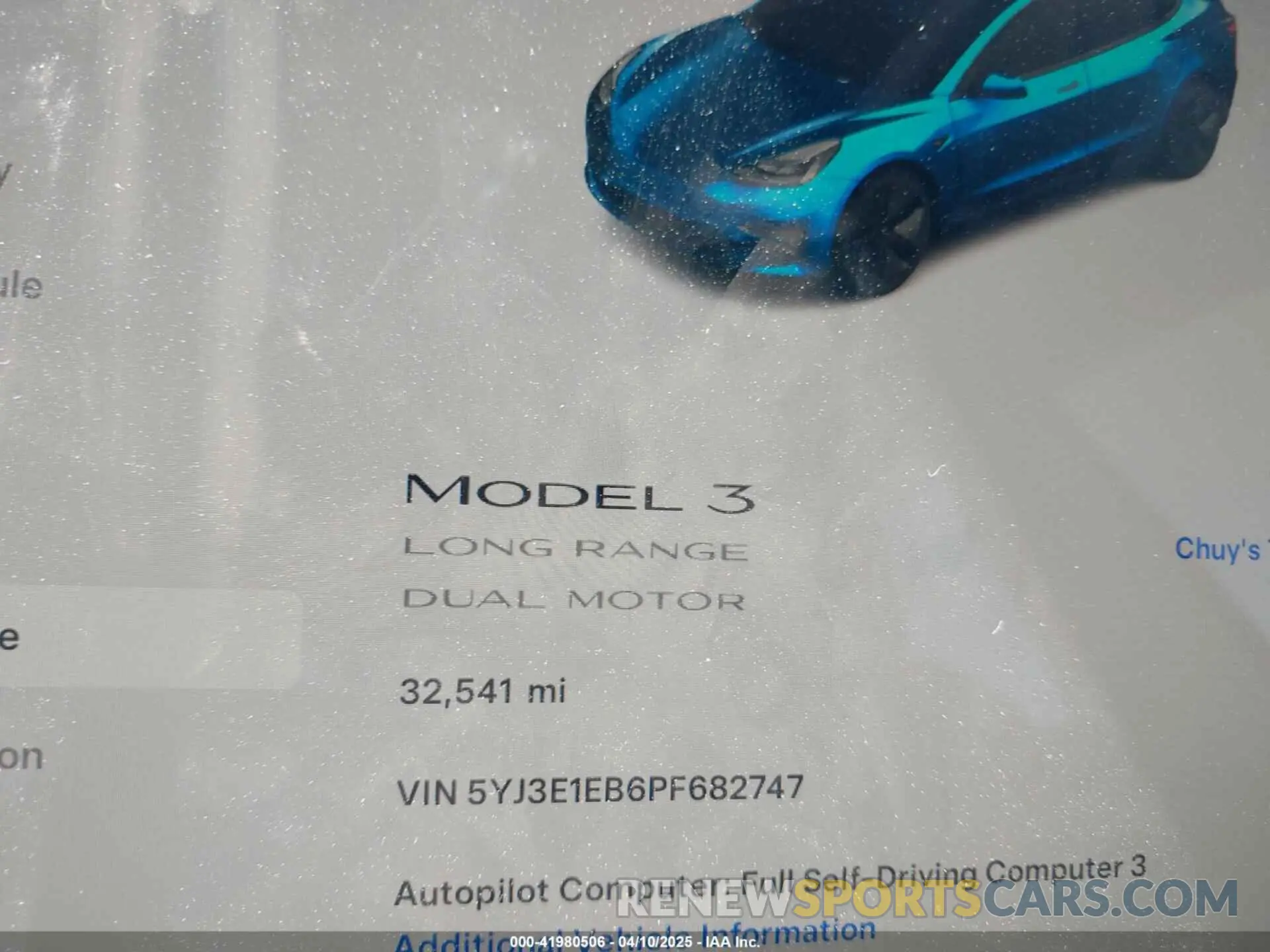 7 Photograph of a damaged car 5YJ3E1EB6PF682747 TESLA MODEL 3 2023