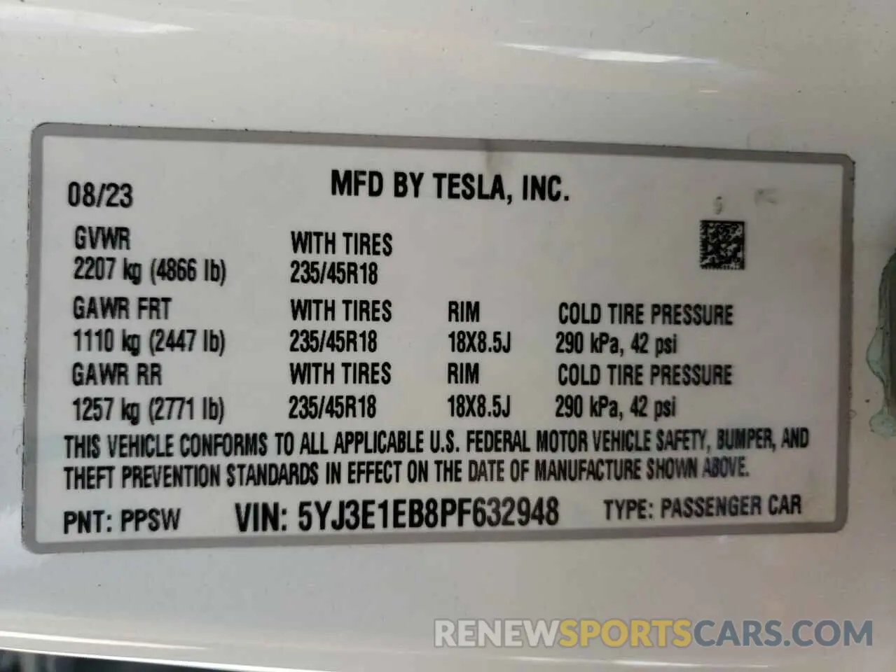 12 Photograph of a damaged car 5YJ3E1EB8PF632948 TESLA MODEL 3 2023