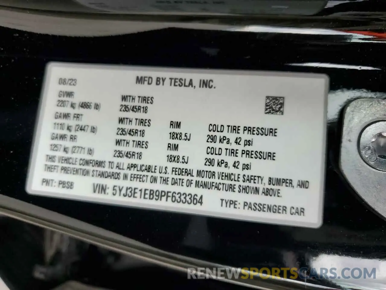 12 Photograph of a damaged car 5YJ3E1EB9PF633364 TESLA MODEL 3 2023
