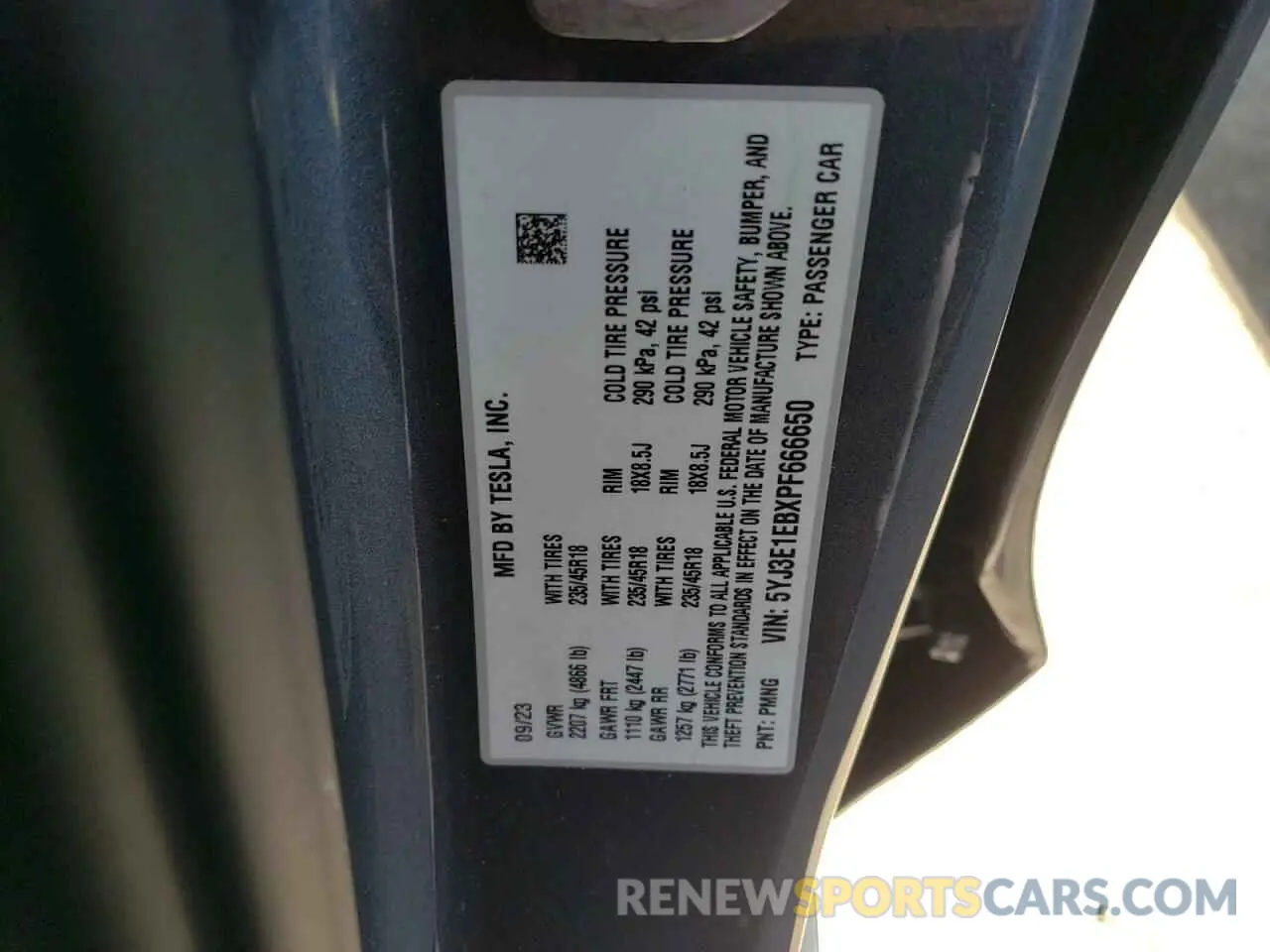 12 Photograph of a damaged car 5YJ3E1EBXPF666650 TESLA MODEL 3 2023