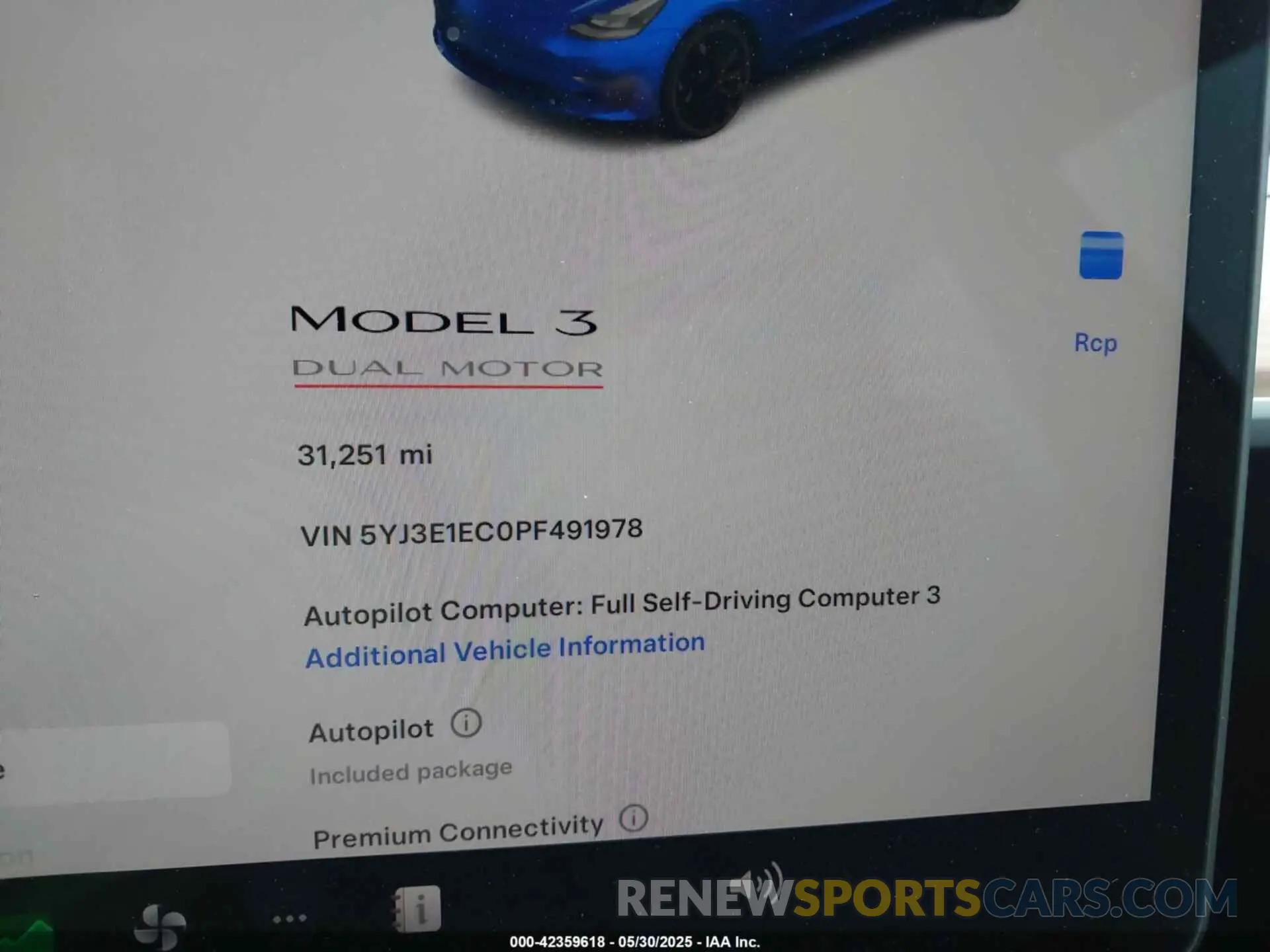 7 Фотография поврежденного автомобиля 5YJ3E1EC0PF491978 TESLA MODEL 3 2023