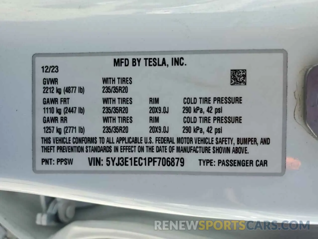 13 Фотография поврежденного автомобиля 5YJ3E1EC1PF706879 TESLA MODEL 3 2023