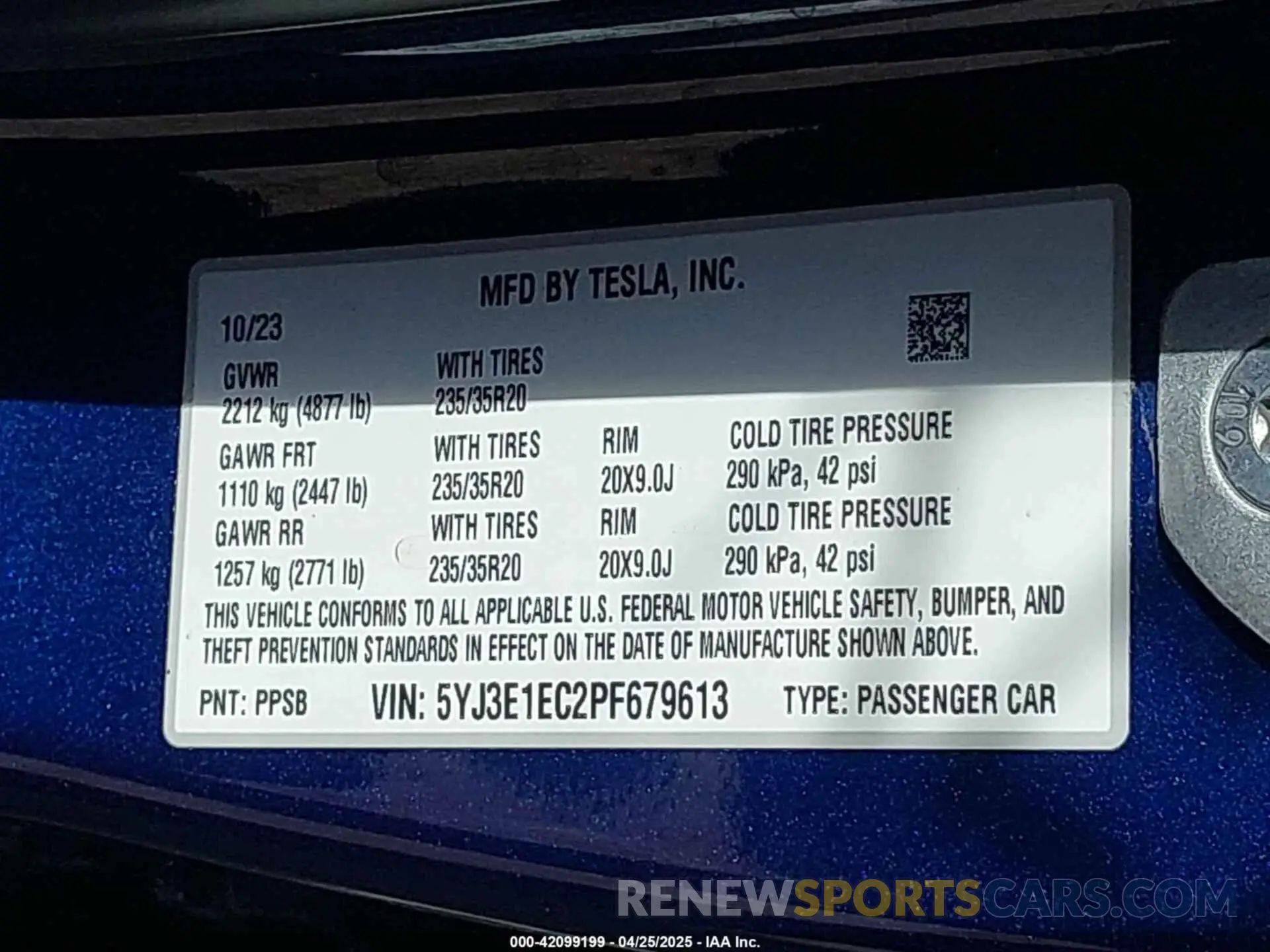 9 Фотография поврежденного автомобиля 5YJ3E1EC2PF679613 TESLA MODEL 3 2023