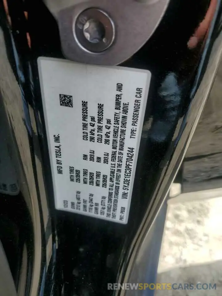 14 Photograph of a damaged car 5YJ3E1EC3PF704244 TESLA MODEL 3 2023