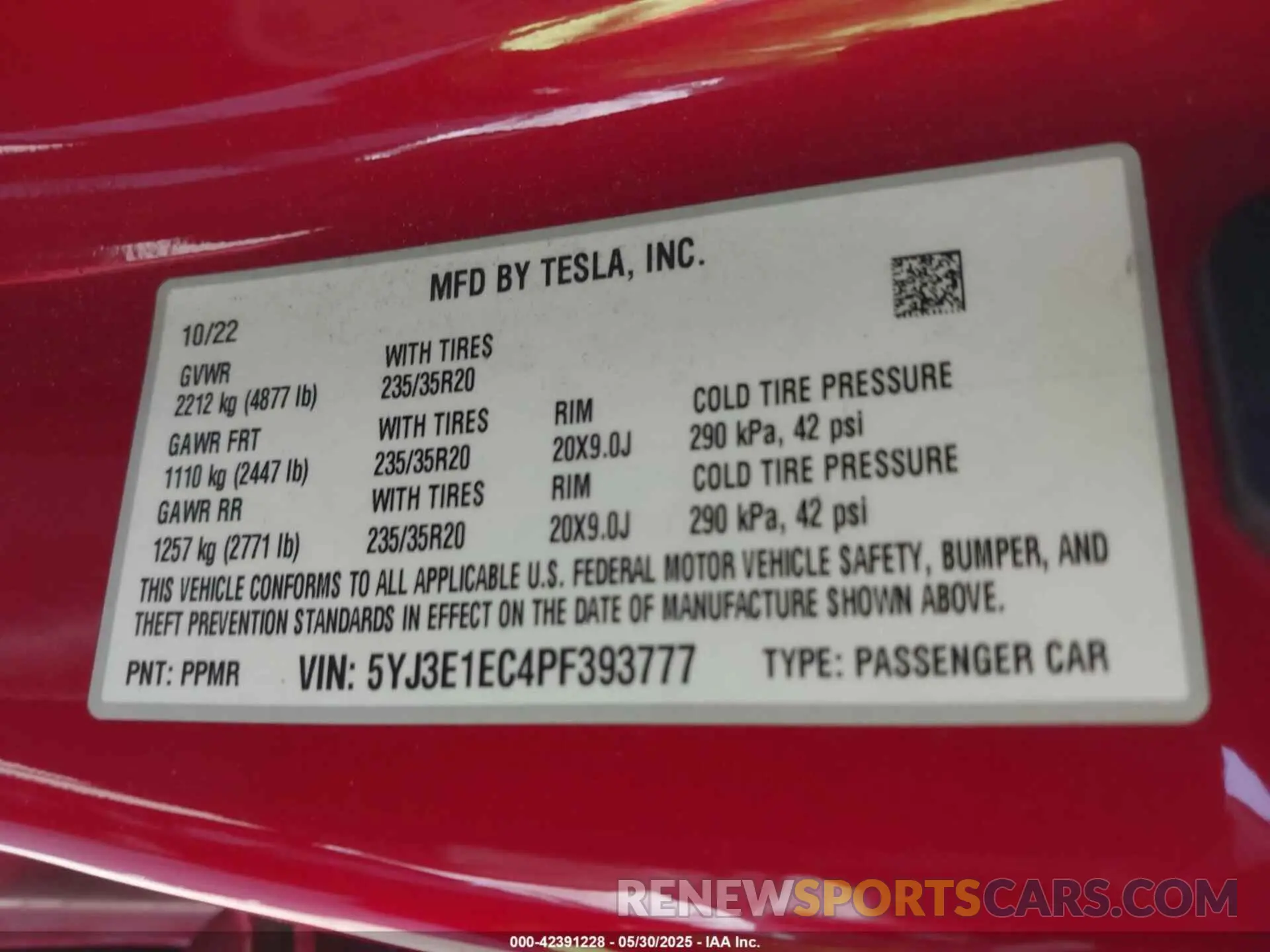 9 Photograph of a damaged car 5YJ3E1EC4PF393777 TESLA MODEL 3 2023