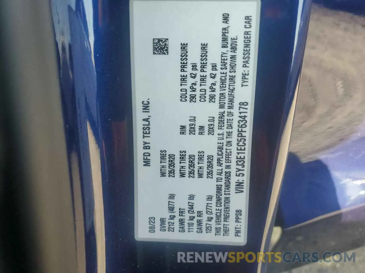 12 Photograph of a damaged car 5YJ3E1EC5PF634178 TESLA MODEL 3 2023