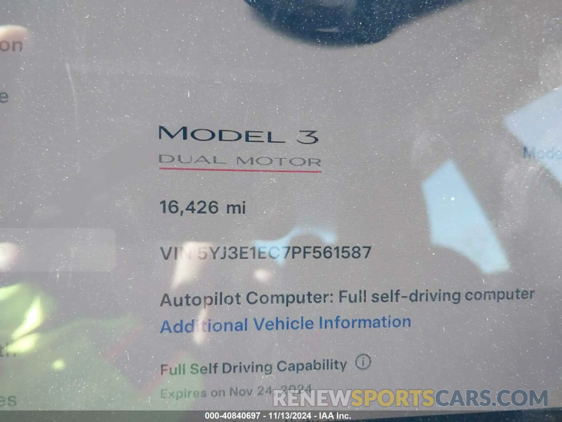 7 Фотография поврежденного автомобиля 5YJ3E1EC7PF561587 TESLA MODEL 3 2023
