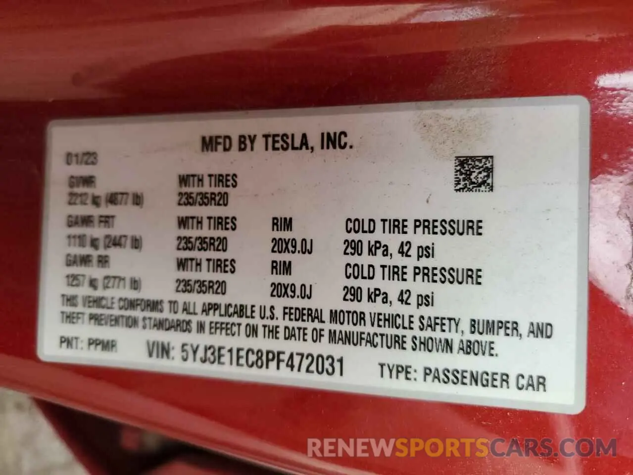 14 Photograph of a damaged car 5YJ3E1EC8PF472031 TESLA MODEL 3 2023
