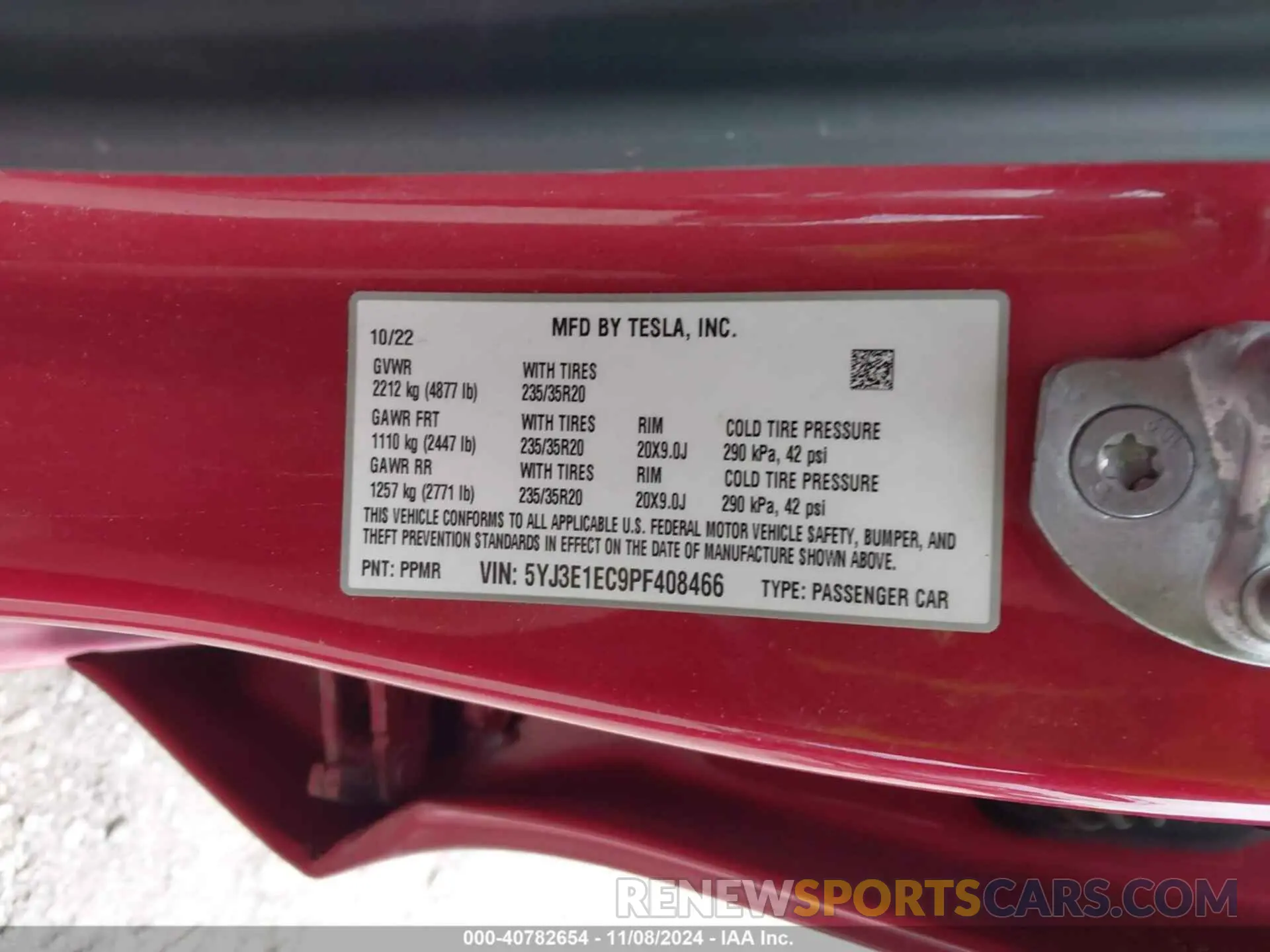 9 Photograph of a damaged car 5YJ3E1EC9PF408466 TESLA MODEL 3 2023