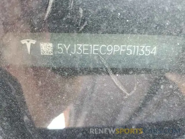 12 Photograph of a damaged car 5YJ3E1EC9PF511354 TESLA MODEL 3 2023