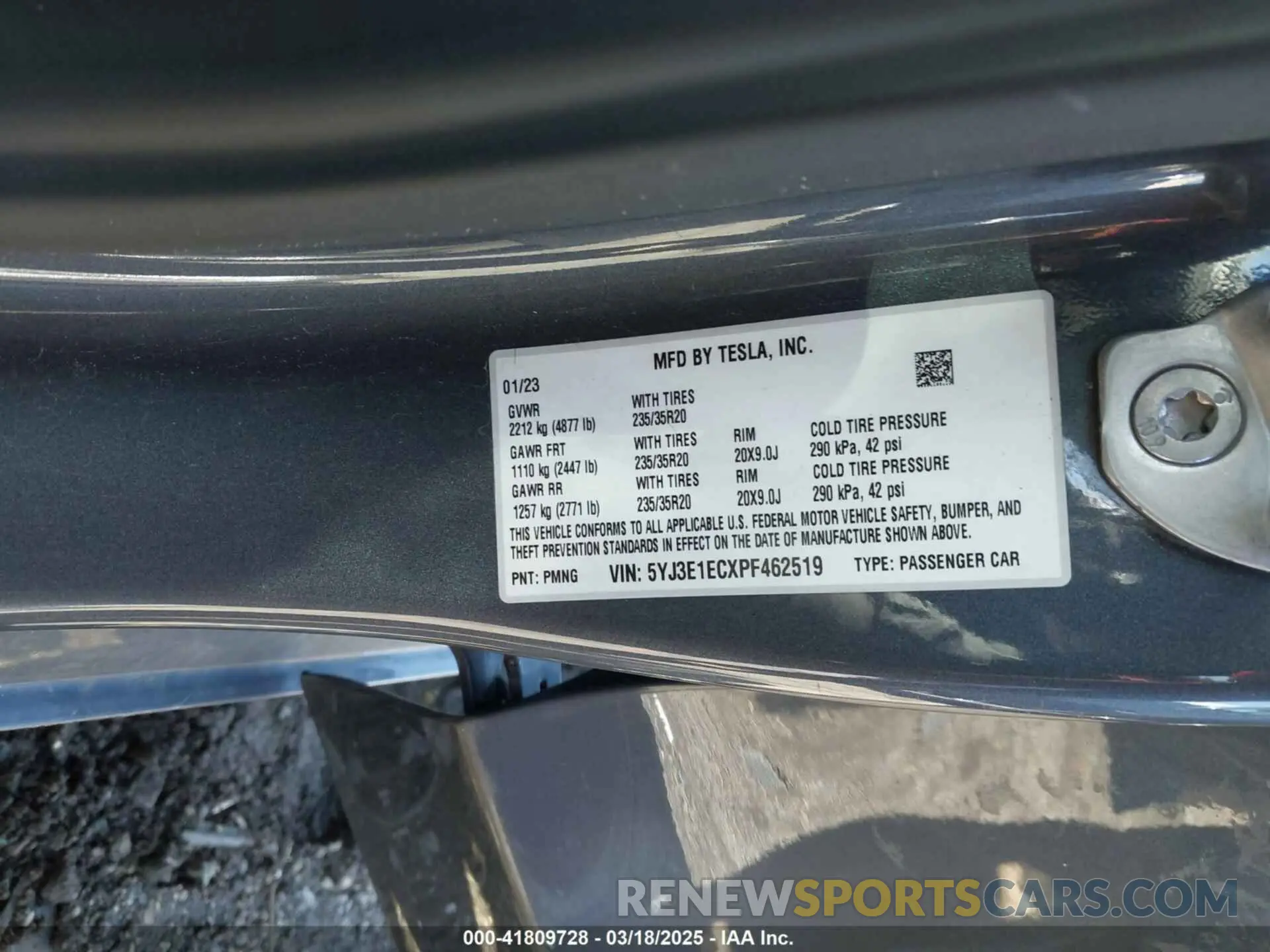 9 Photograph of a damaged car 5YJ3E1ECXPF462519 TESLA MODEL 3 2023