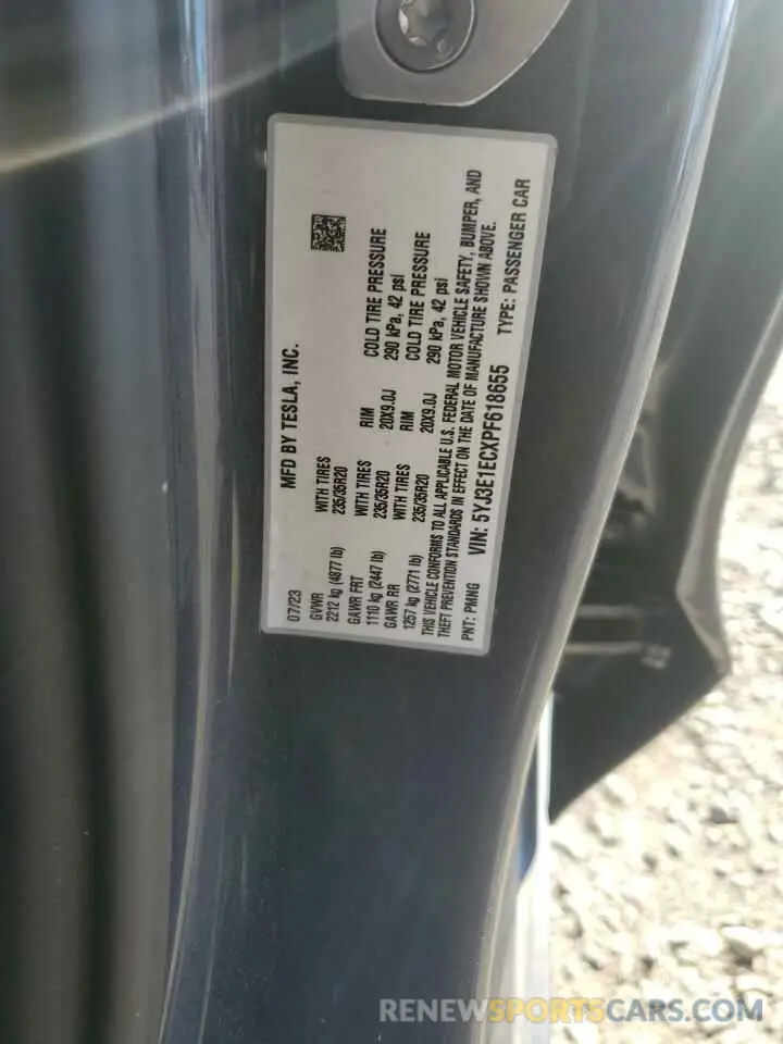 12 Photograph of a damaged car 5YJ3E1ECXPF618655 TESLA MODEL 3 2023