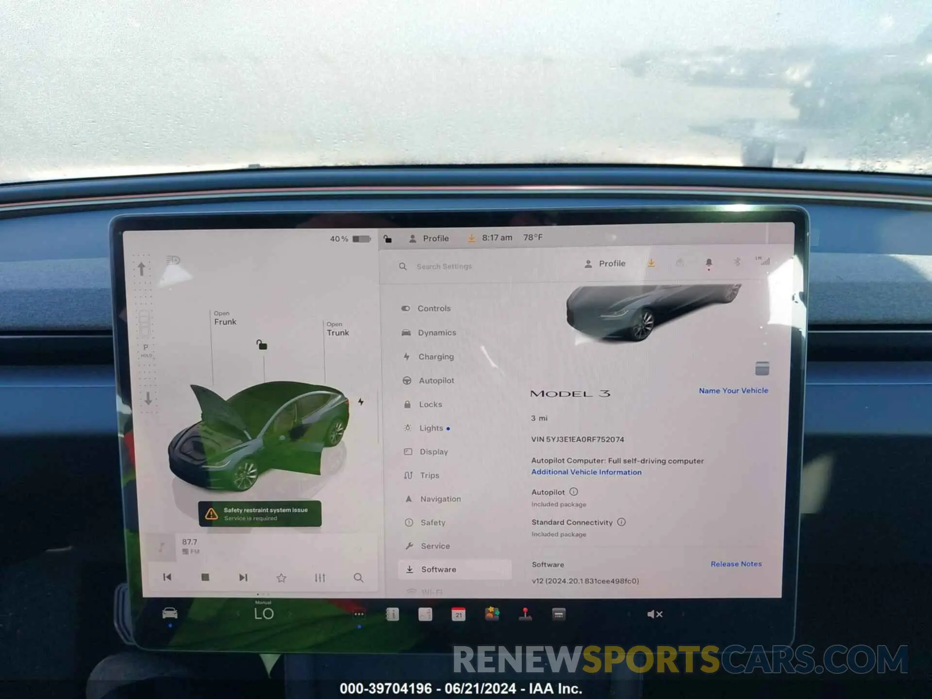 14 Фотография поврежденного автомобиля 5YJ3E1EA0RF752074 TESLA MODEL 3 2024