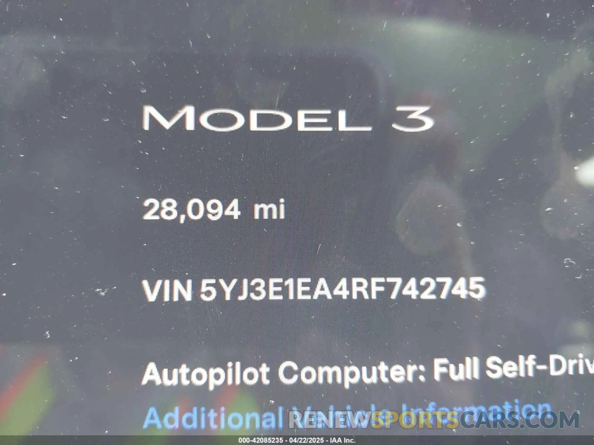 15 Photograph of a damaged car 5YJ3E1EA4RF742745 TESLA MODEL 3 2024
