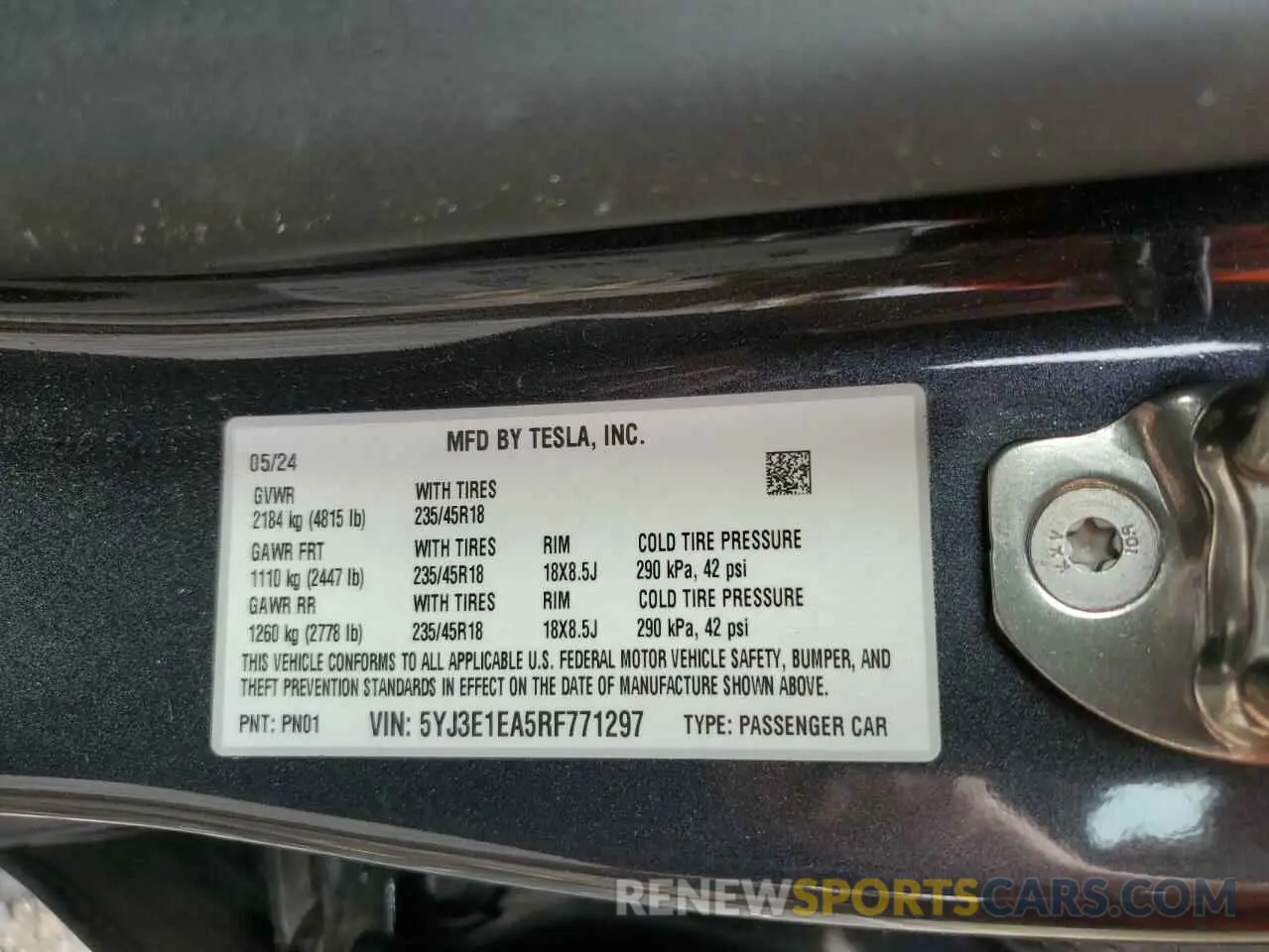 12 Photograph of a damaged car 5YJ3E1EA5RF771297 TESLA MODEL 3 2024