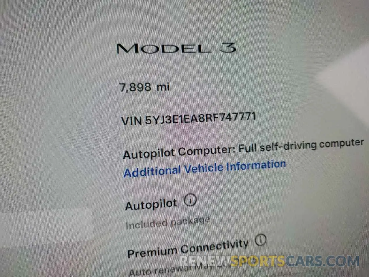 9 Photograph of a damaged car 5YJ3E1EA8RF747771 TESLA MODEL 3 2024