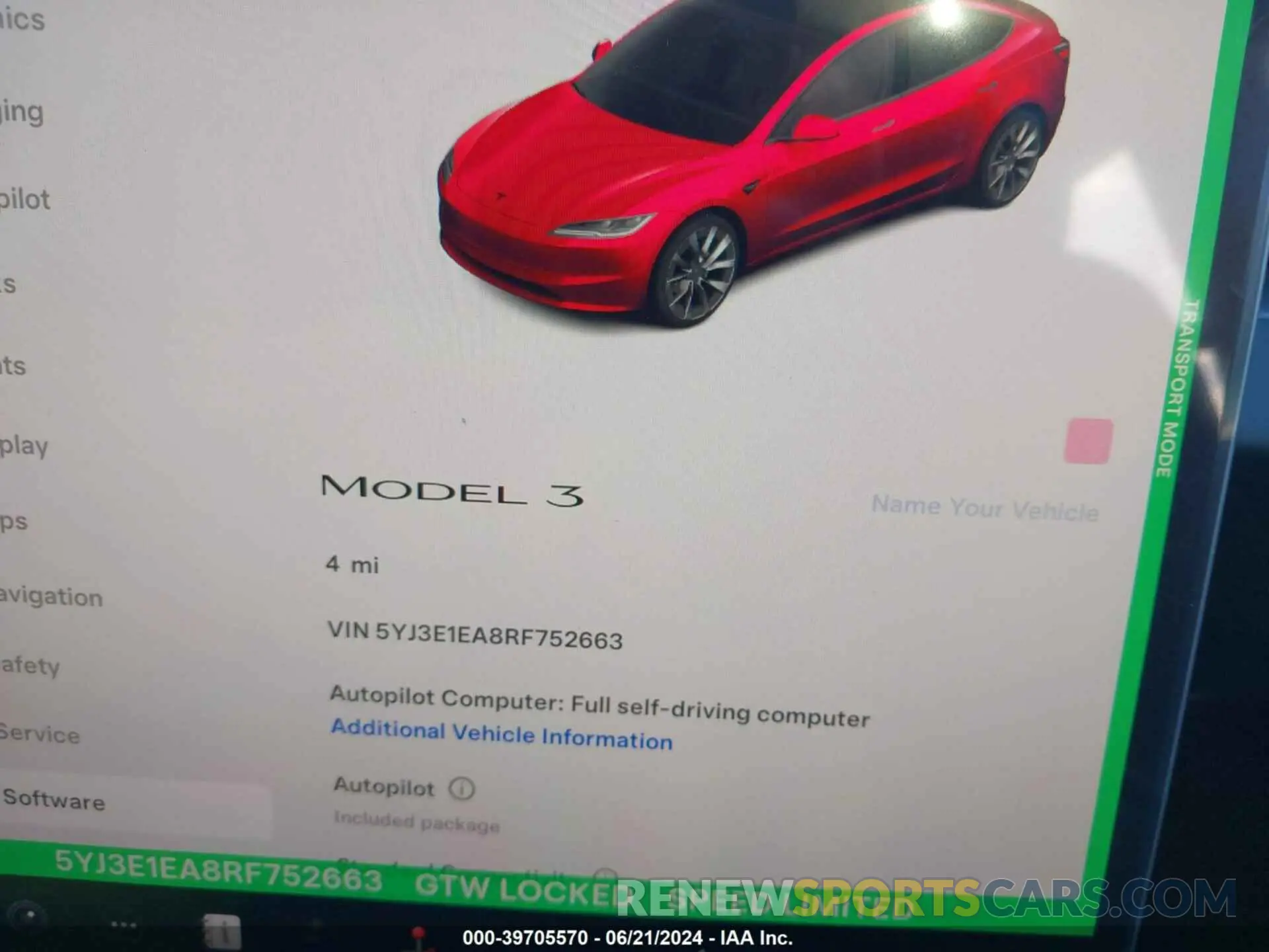 7 Photograph of a damaged car 5YJ3E1EA8RF752663 TESLA MODEL 3 2024