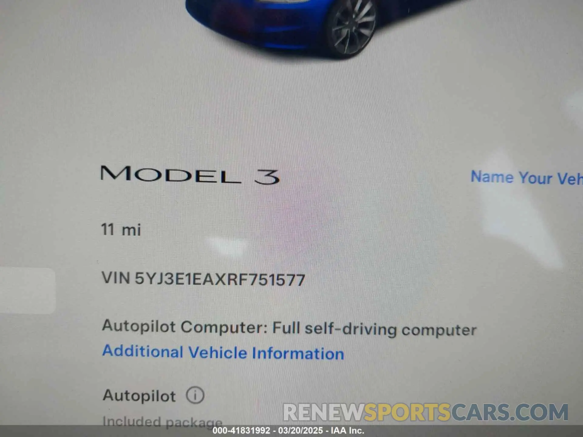 7 Photograph of a damaged car 5YJ3E1EAXRF751577 TESLA MODEL 3 2024
