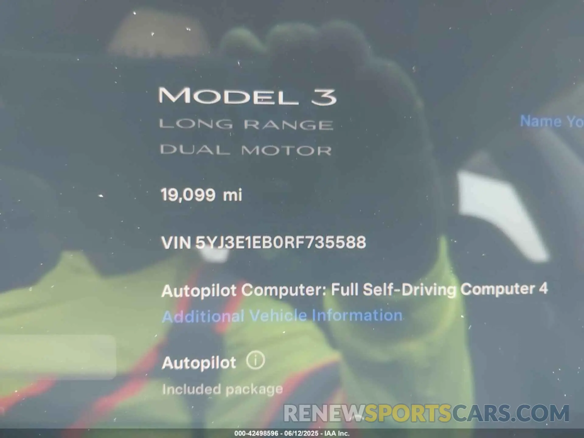 16 Photograph of a damaged car 5YJ3E1EB0RF735588 TESLA MODEL 3 2024