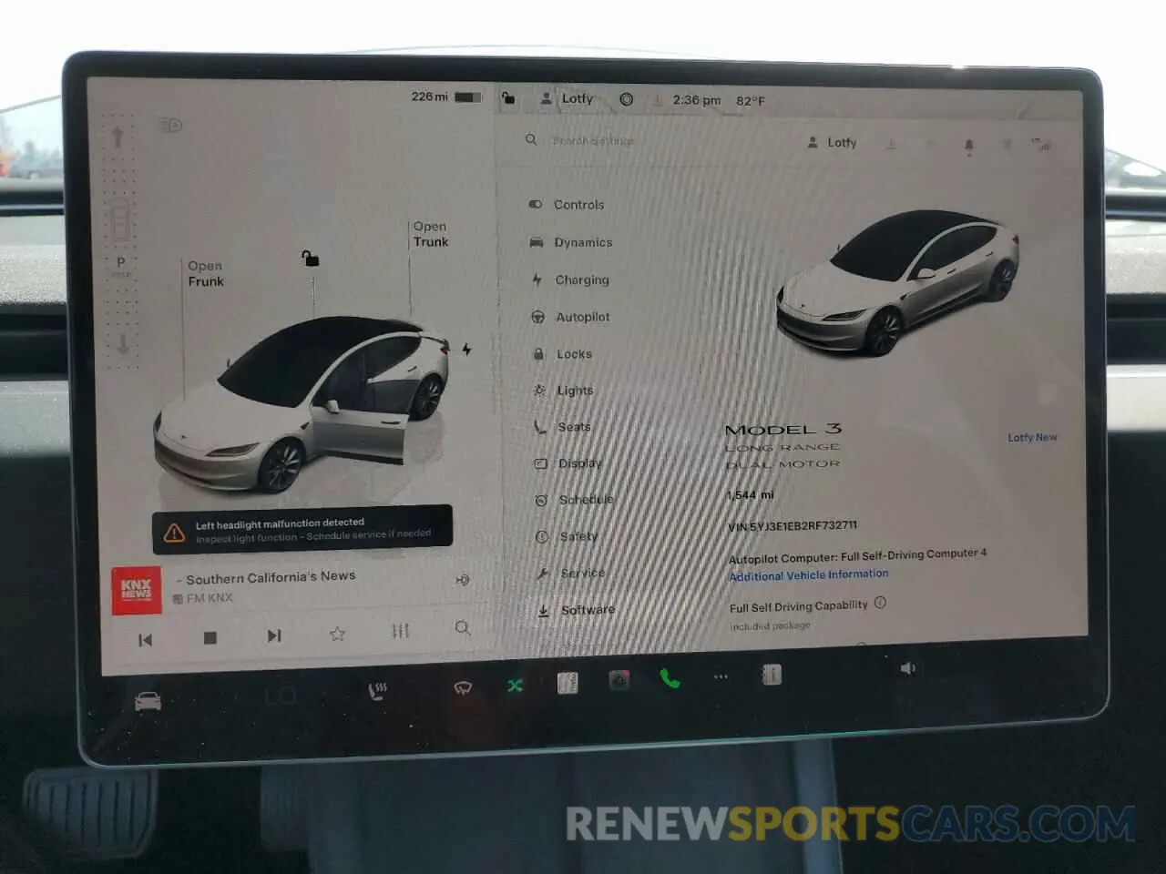 9 Photograph of a damaged car 5YJ3E1EB2RF732711 TESLA MODEL 3 2024