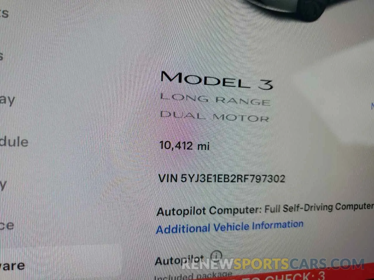 9 Photograph of a damaged car 5YJ3E1EB2RF797302 TESLA MODEL 3 2024