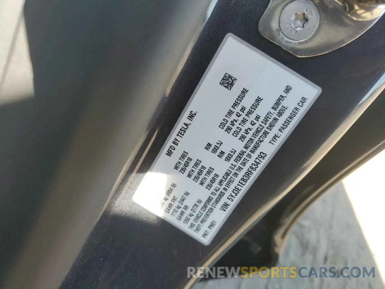 14 Фотография поврежденного автомобиля 5YJ3E1EB3RF834793 TESLA MODEL 3 2024