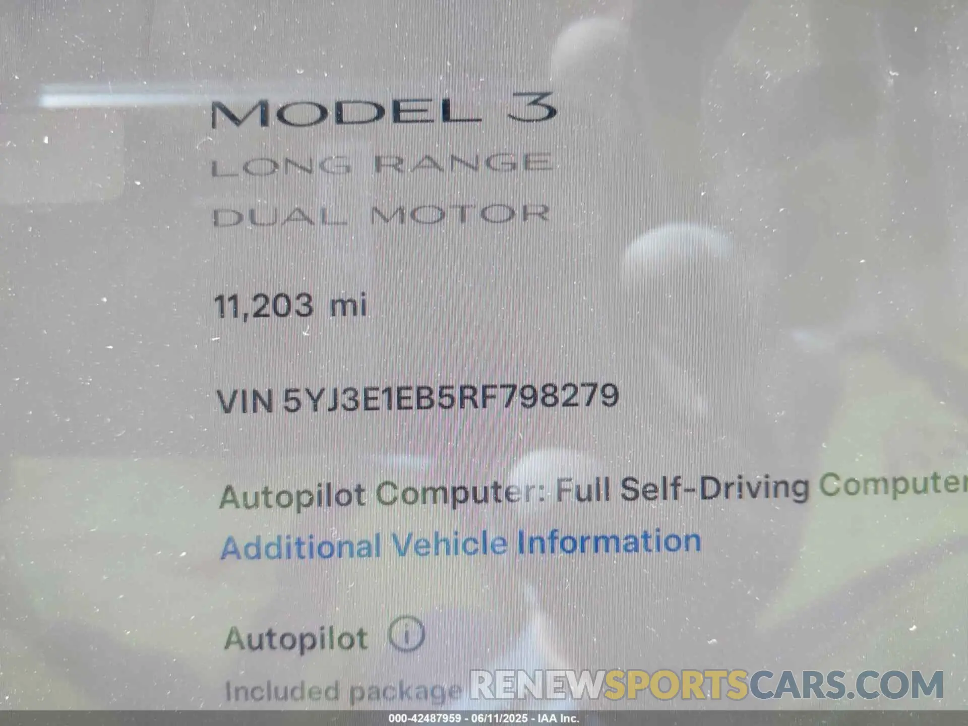 7 Фотография поврежденного автомобиля 5YJ3E1EB5RF798279 TESLA MODEL 3 2024