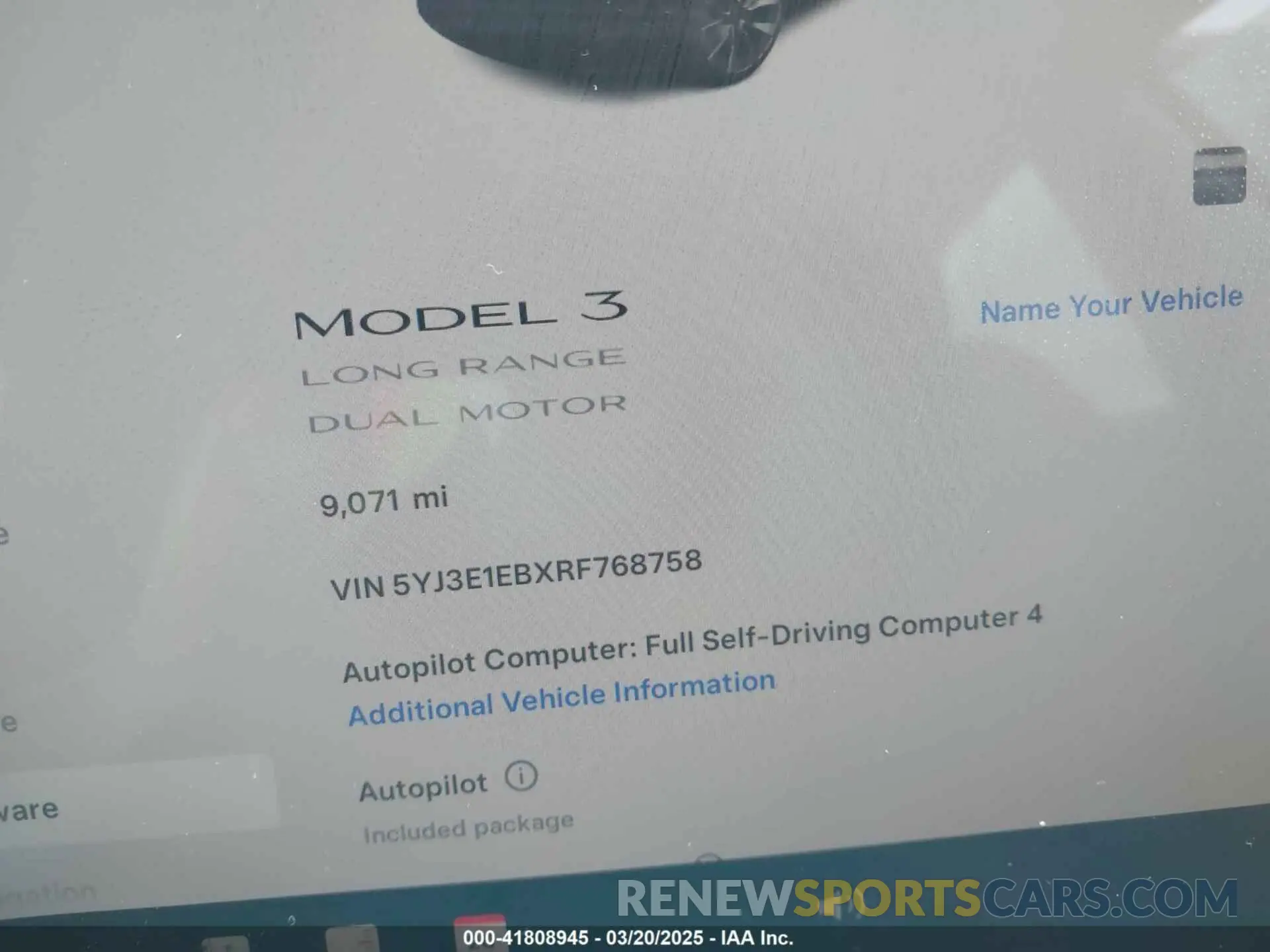 7 Photograph of a damaged car 5YJ3E1EBXRF768758 TESLA MODEL 3 2024