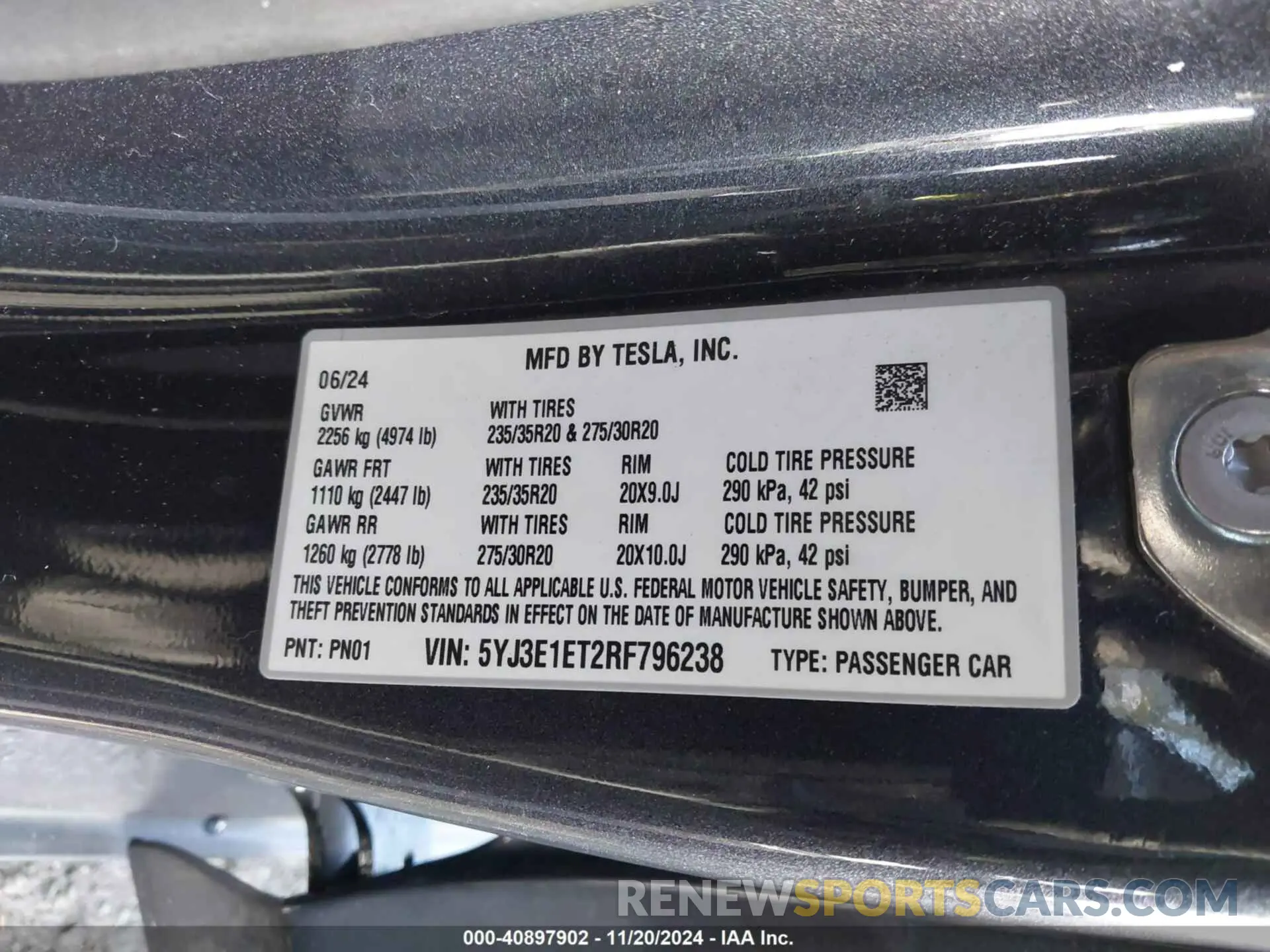 9 Фотография поврежденного автомобиля 5YJ3E1ET2RF796238 TESLA MODEL 3 2024