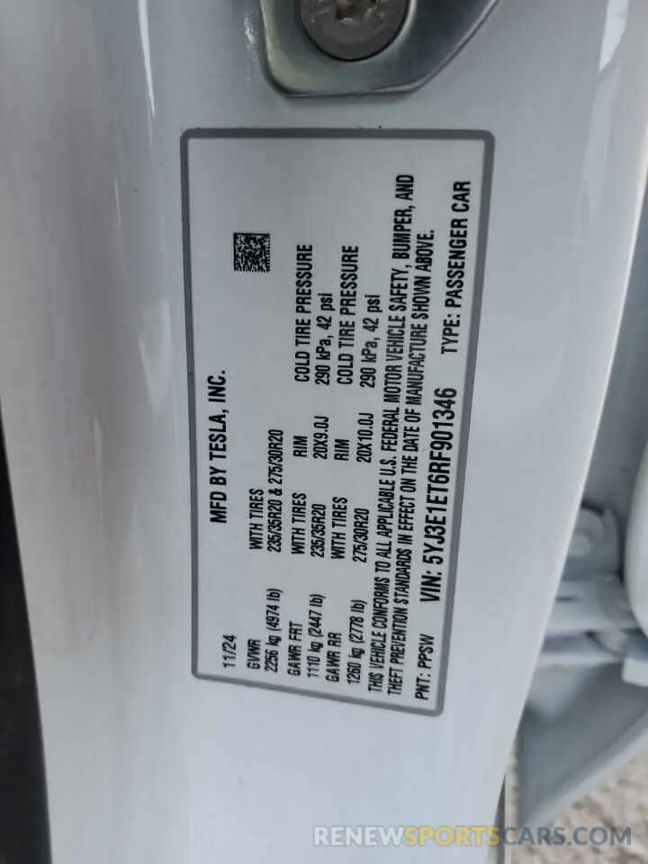 14 Photograph of a damaged car 5YJ3E1ET6RF901346 TESLA MODEL 3 2024