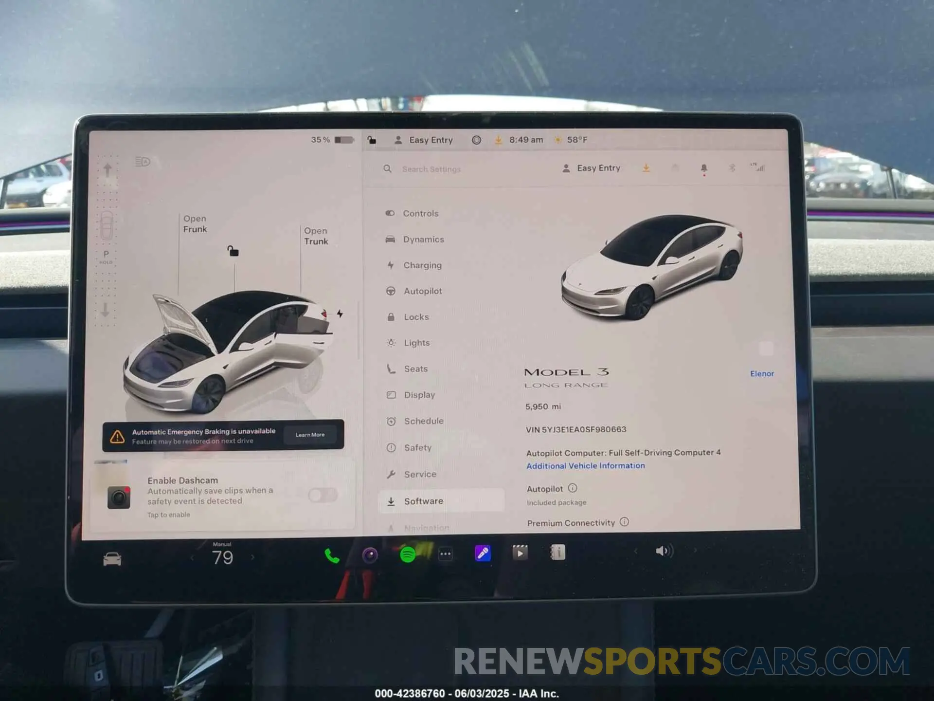 7 Фотография поврежденного автомобиля 5YJ3E1EA0SF980663 TESLA MODEL 3 2025