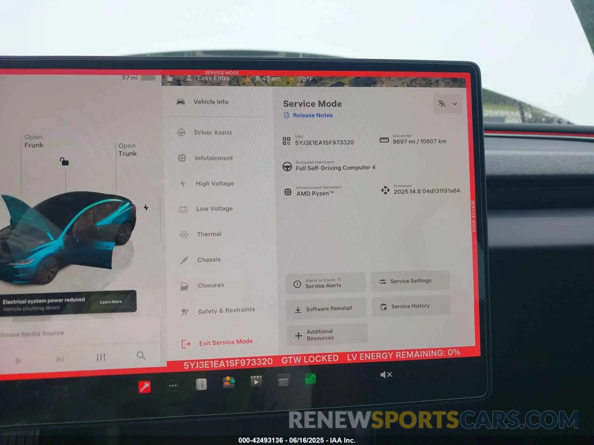 7 Фотография поврежденного автомобиля 5YJ3E1EA1SF973320 TESLA MODEL 3 2025