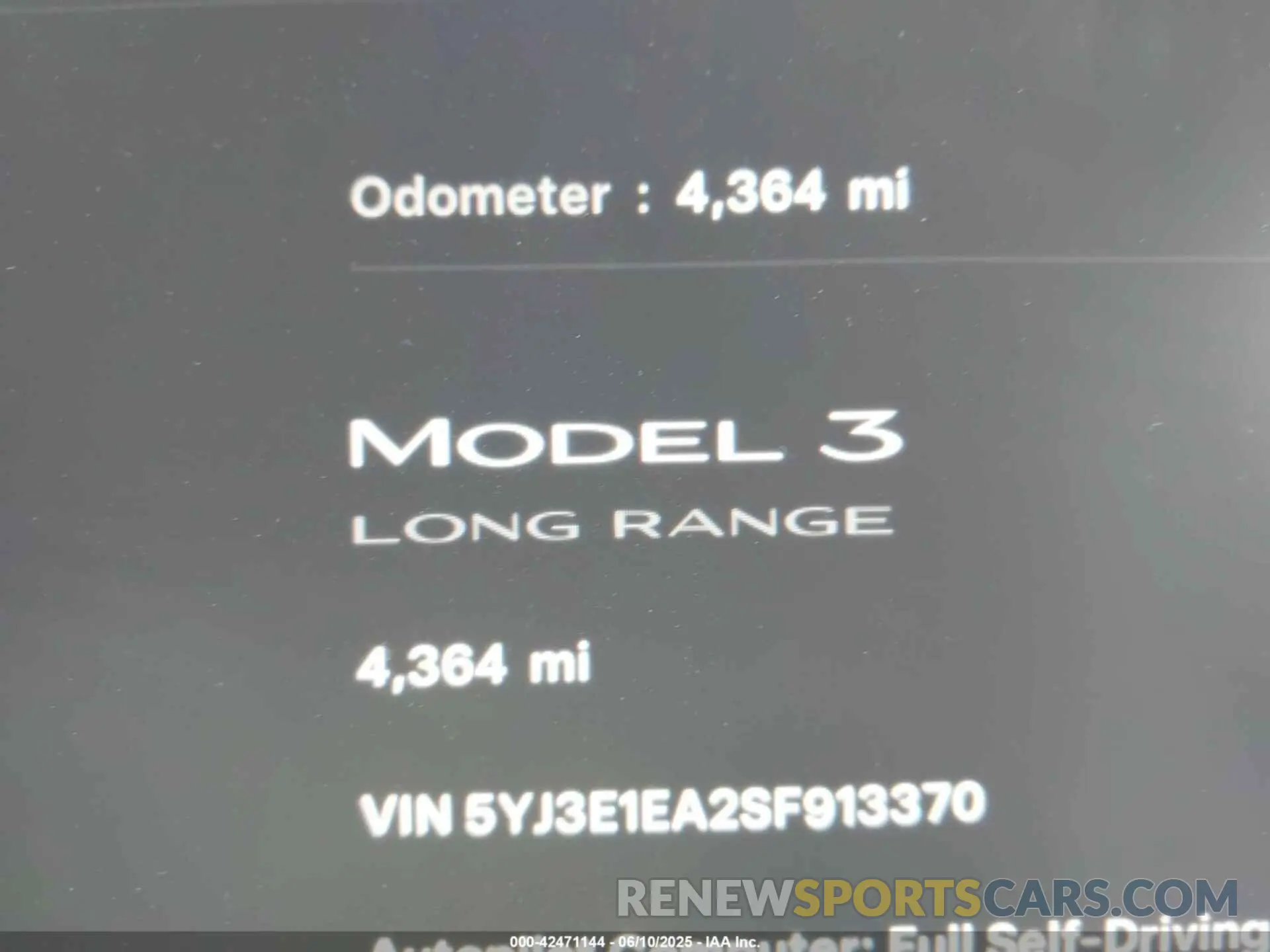 7 Фотография поврежденного автомобиля 5YJ3E1EA2SF913370 TESLA MODEL 3 2025