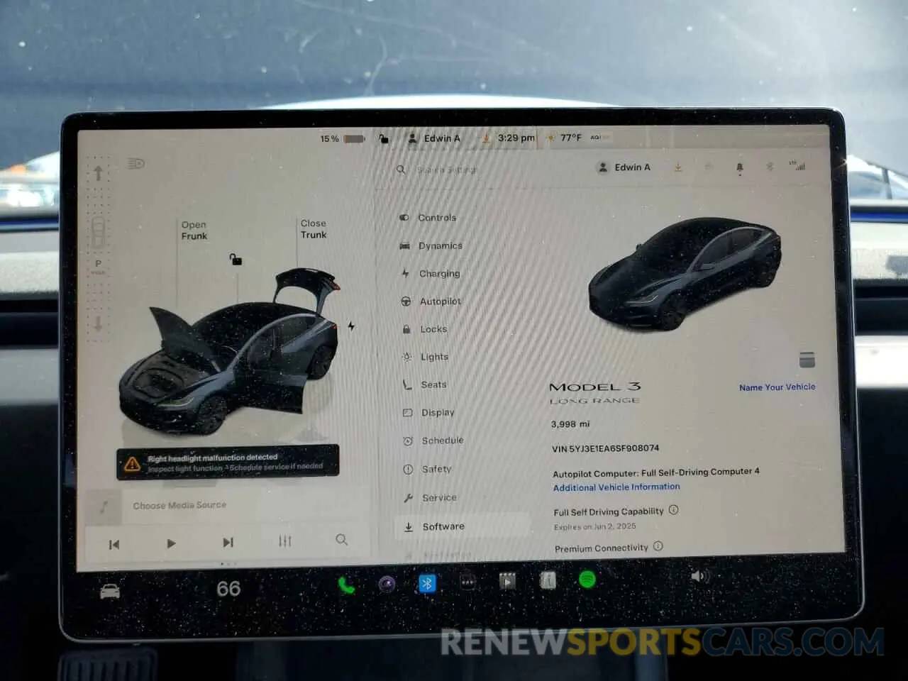 9 Фотография поврежденного автомобиля 5YJ3E1EA6SF908074 TESLA MODEL 3 2025