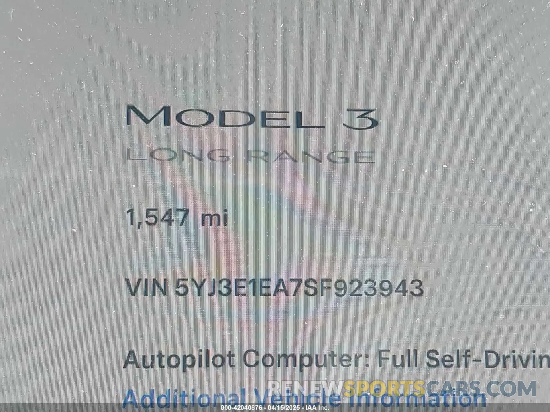 14 Фотография поврежденного автомобиля 5YJ3E1EA7SF923943 TESLA MODEL 3 2025