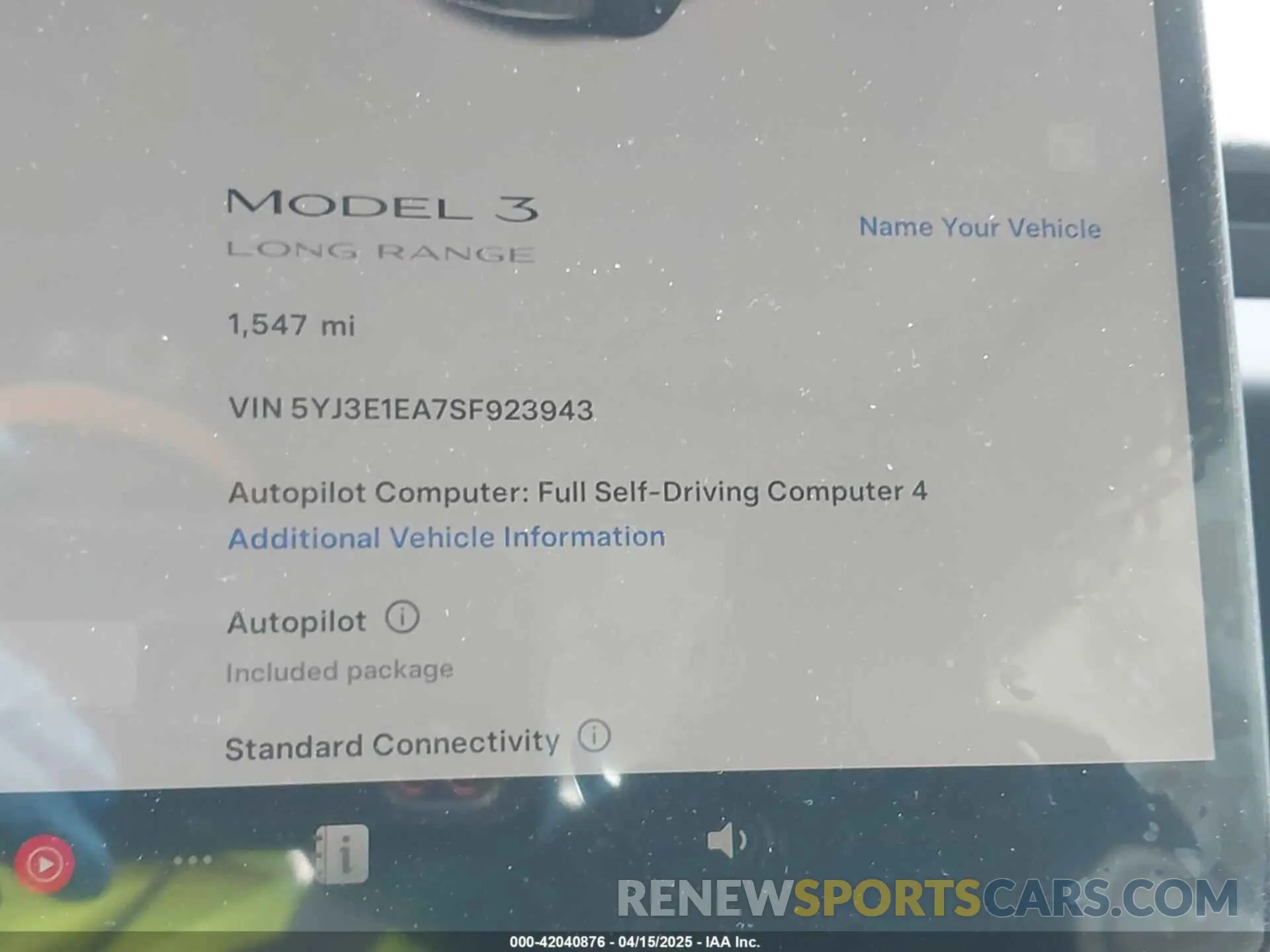 7 Фотография поврежденного автомобиля 5YJ3E1EA7SF923943 TESLA MODEL 3 2025
