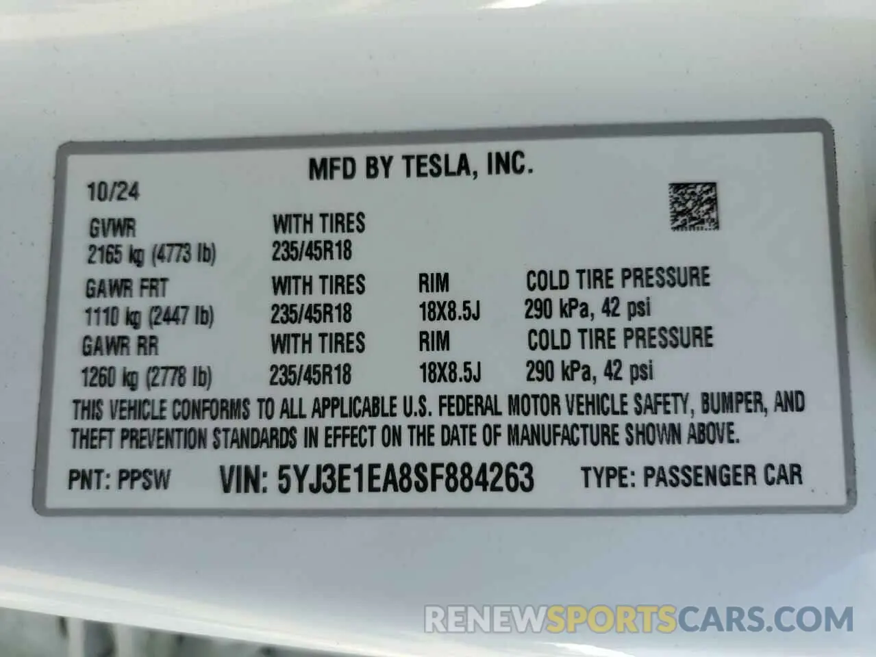 12 Photograph of a damaged car 5YJ3E1EA8SF884263 TESLA MODEL 3 2025